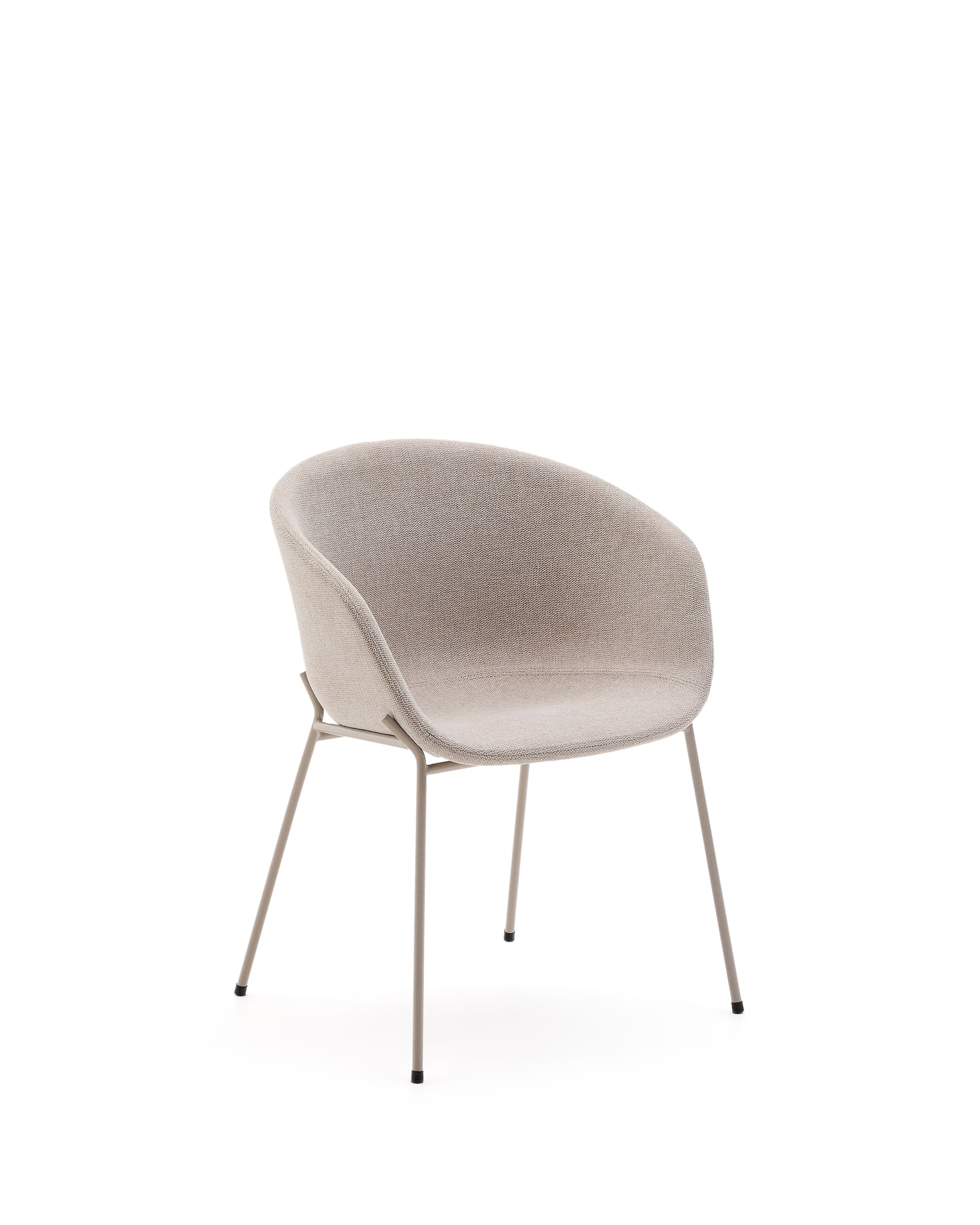 KAVE HOME Yvette-stol i beige chenille och stålben i beige finish