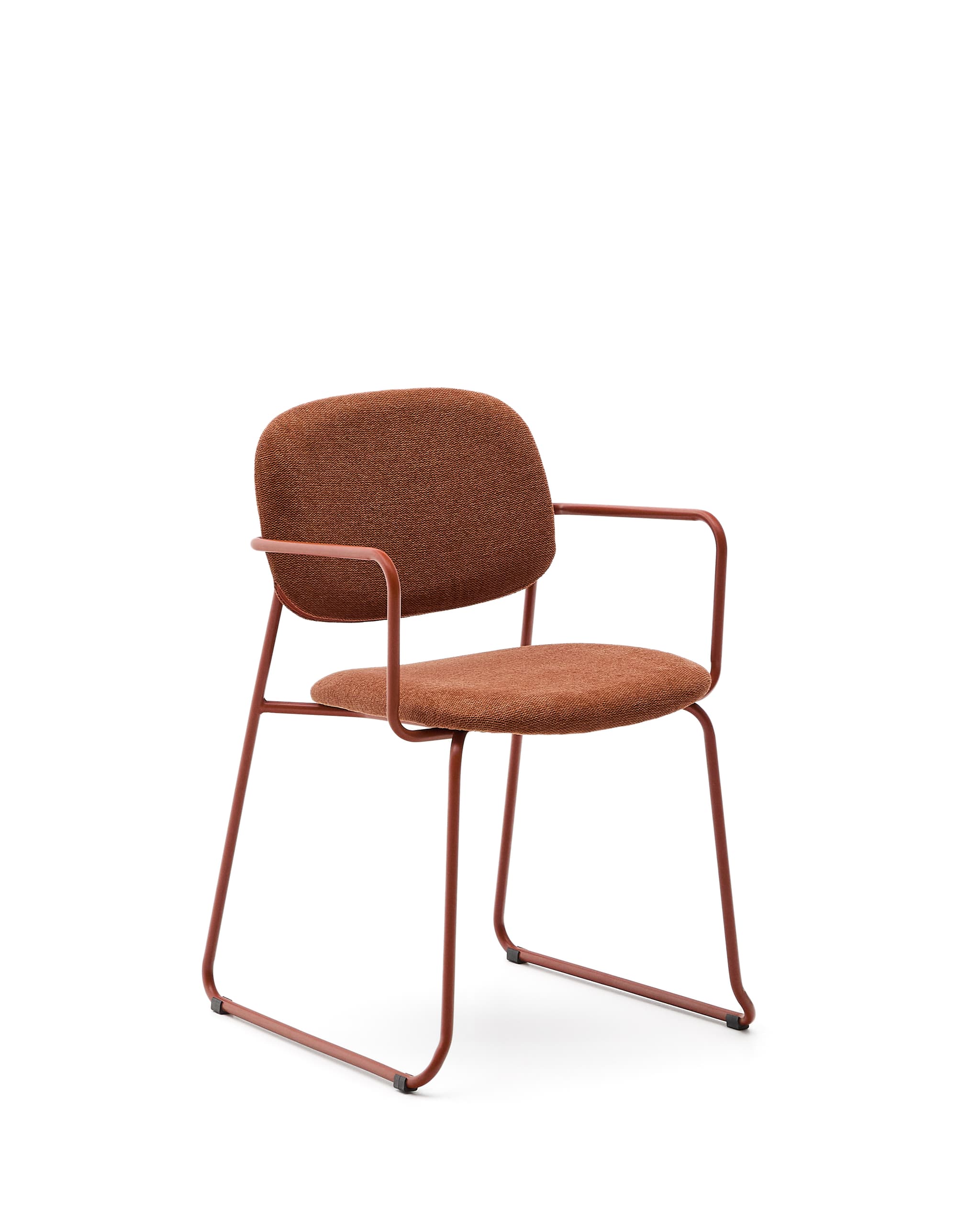 KAVE HOME Meli-stol i terrakotta chenille med terrakotta metallram FSC Mix Credit