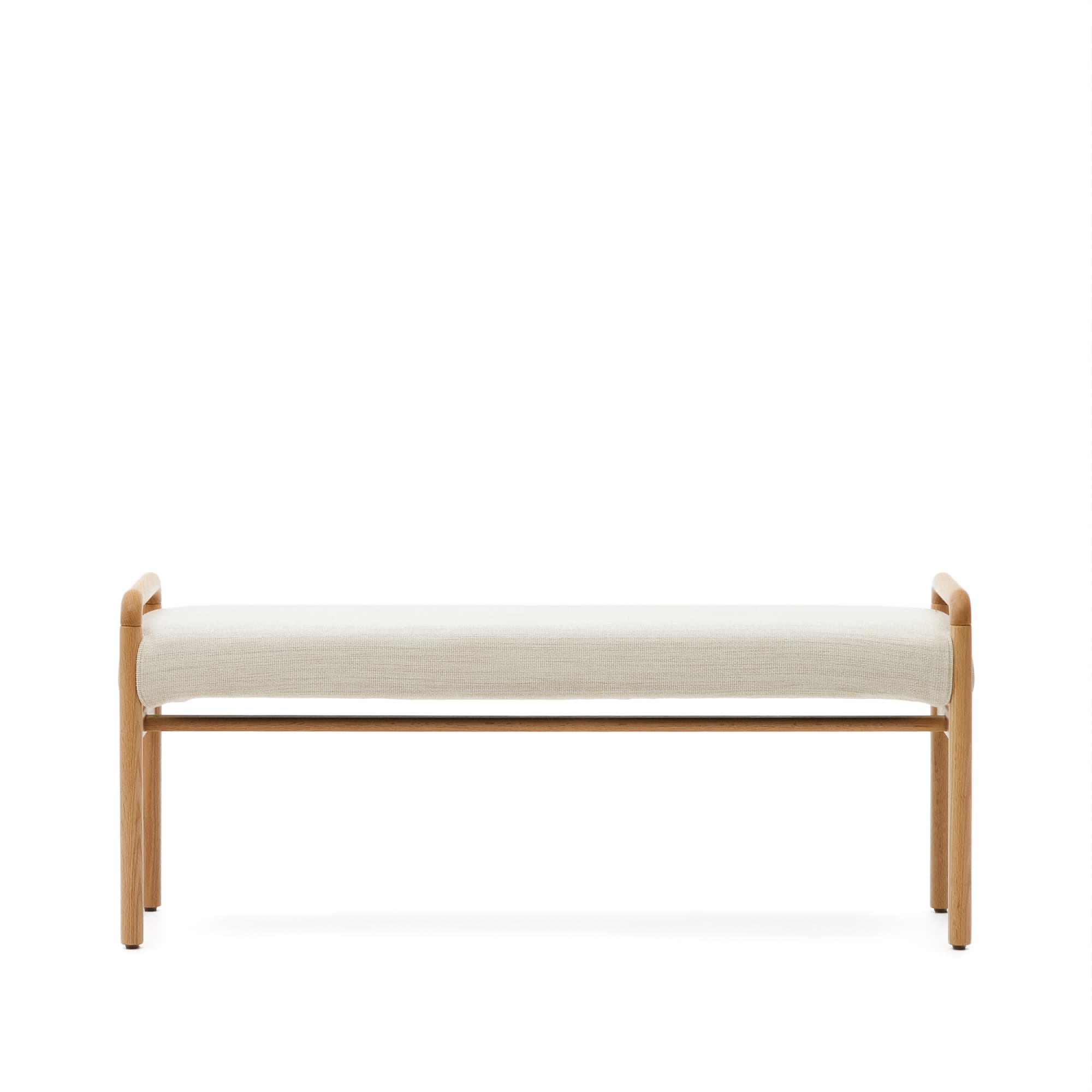KAVE HOME Macaret-bänk med avtagbart överdrag massiv ek med naturlig finish 120 cm FSC Mix Credi