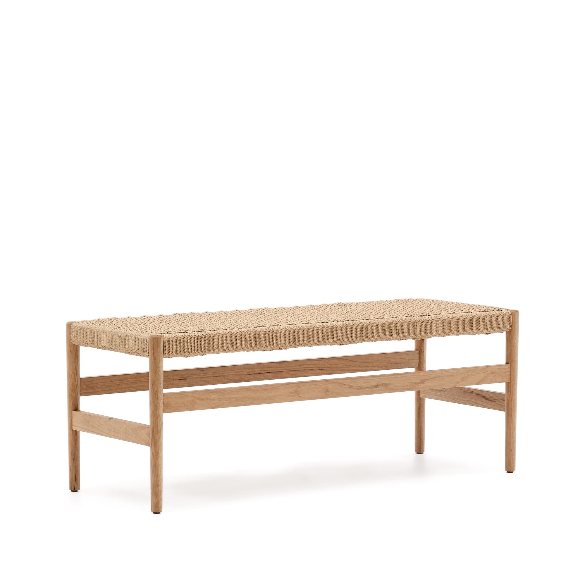 KAVE HOME Zaide bänk i massiv ek i naturlig finish och sits i rep, 120 cm, FSC 100