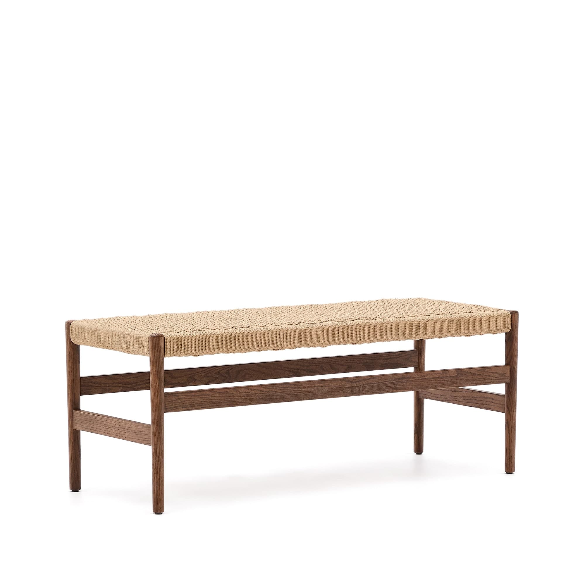 KAVE HOME Zaide bänk, rektangulär - naturligt rep och valnötsfärgad ek (120x45)