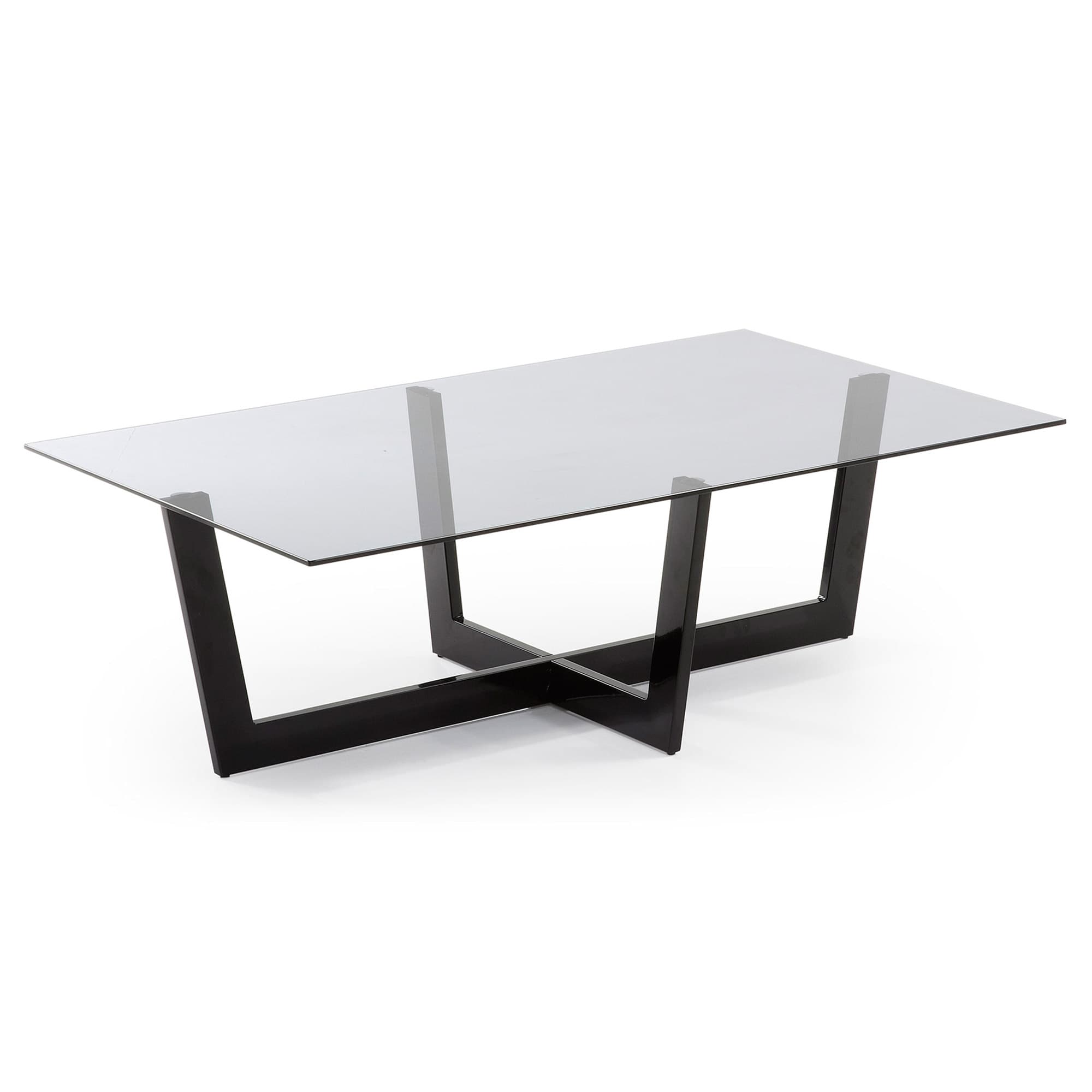 KAVE HOME Plum Soffbord - Grått / Svart Glas / Stål, Rektangulärt (120 x 70 cm)
