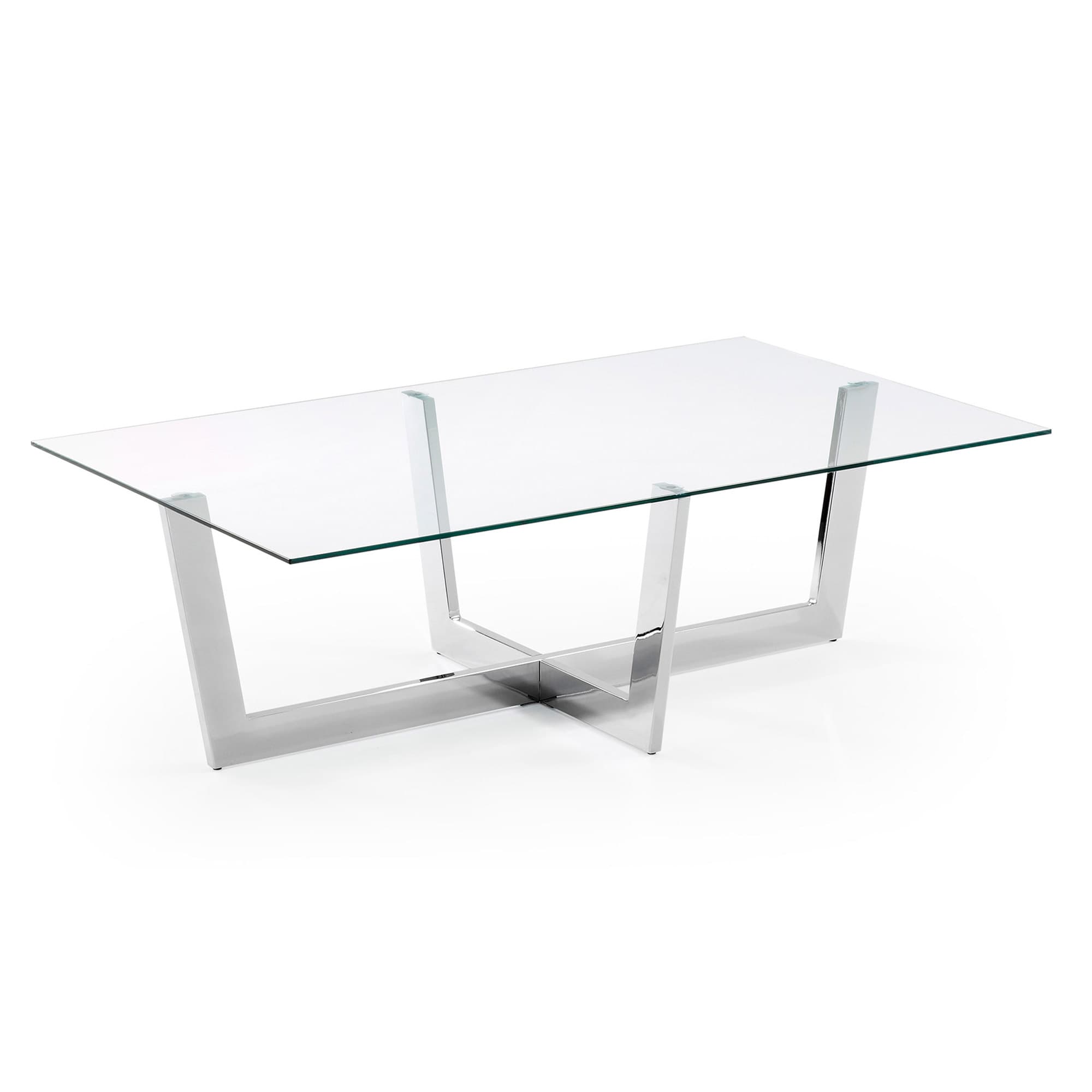 KAVE HOME Plum Soffbord - Klar / Silverglas / Stål, Rektangulärt (120 x 70 cm)