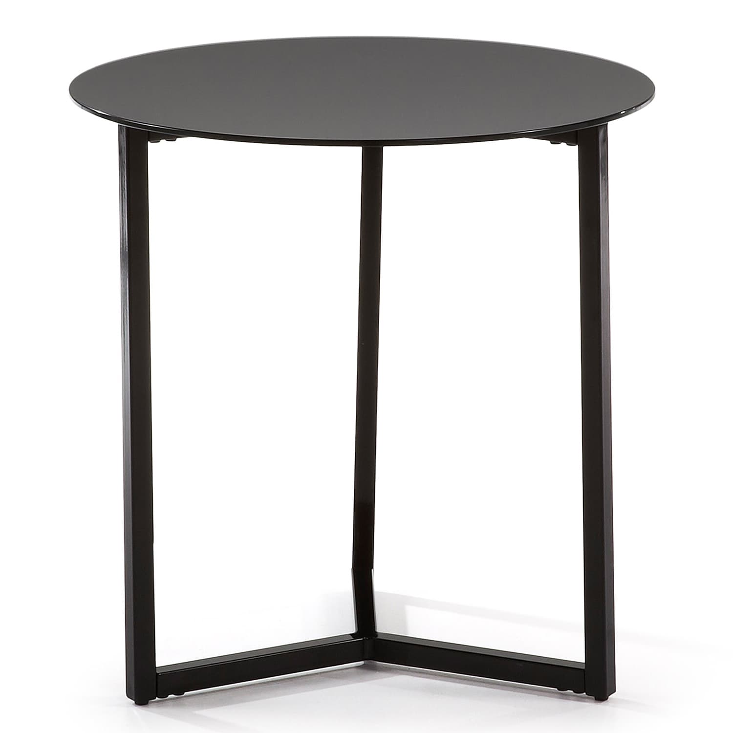 KAVE HOME Marae Sidobord - Svart Glas och Stål (Ø 50 cm)