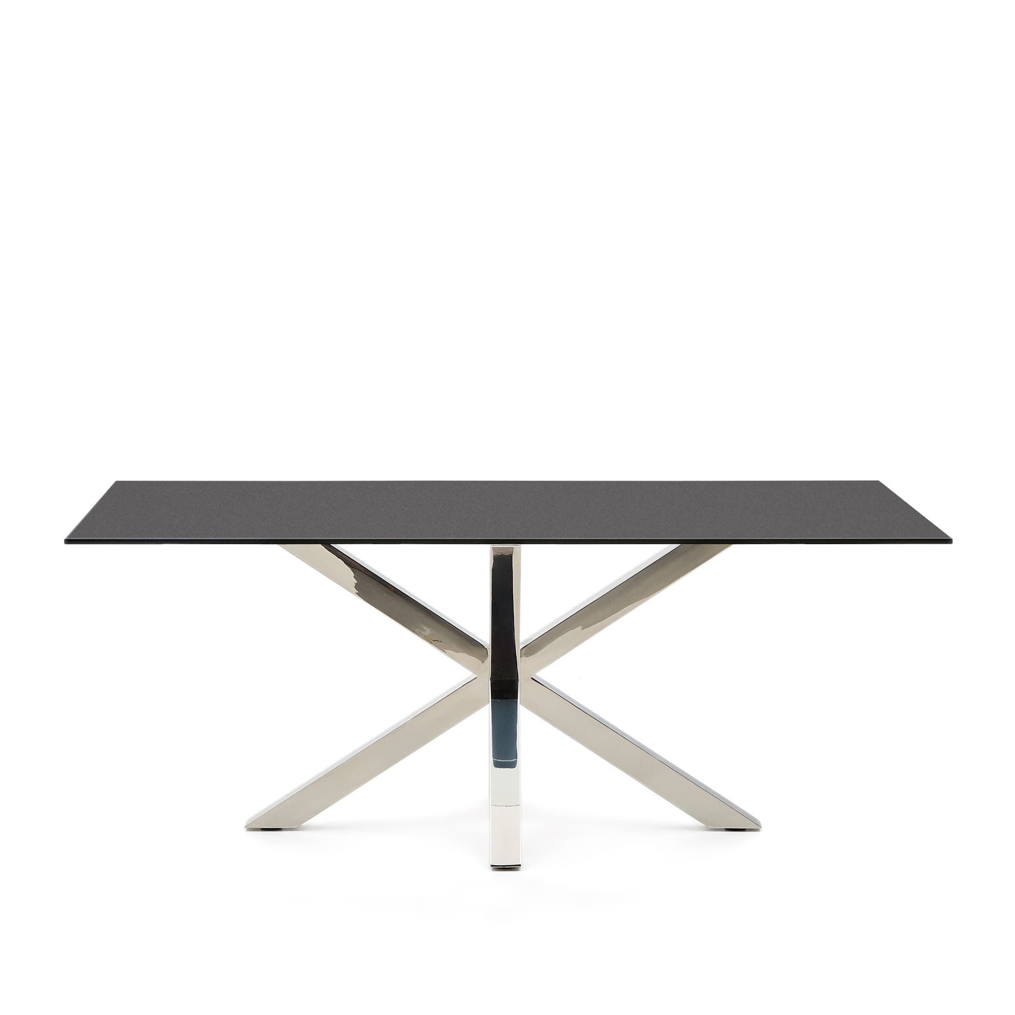 KAVE HOME Argo bord med svart glas och stålben 200 x 100 cm