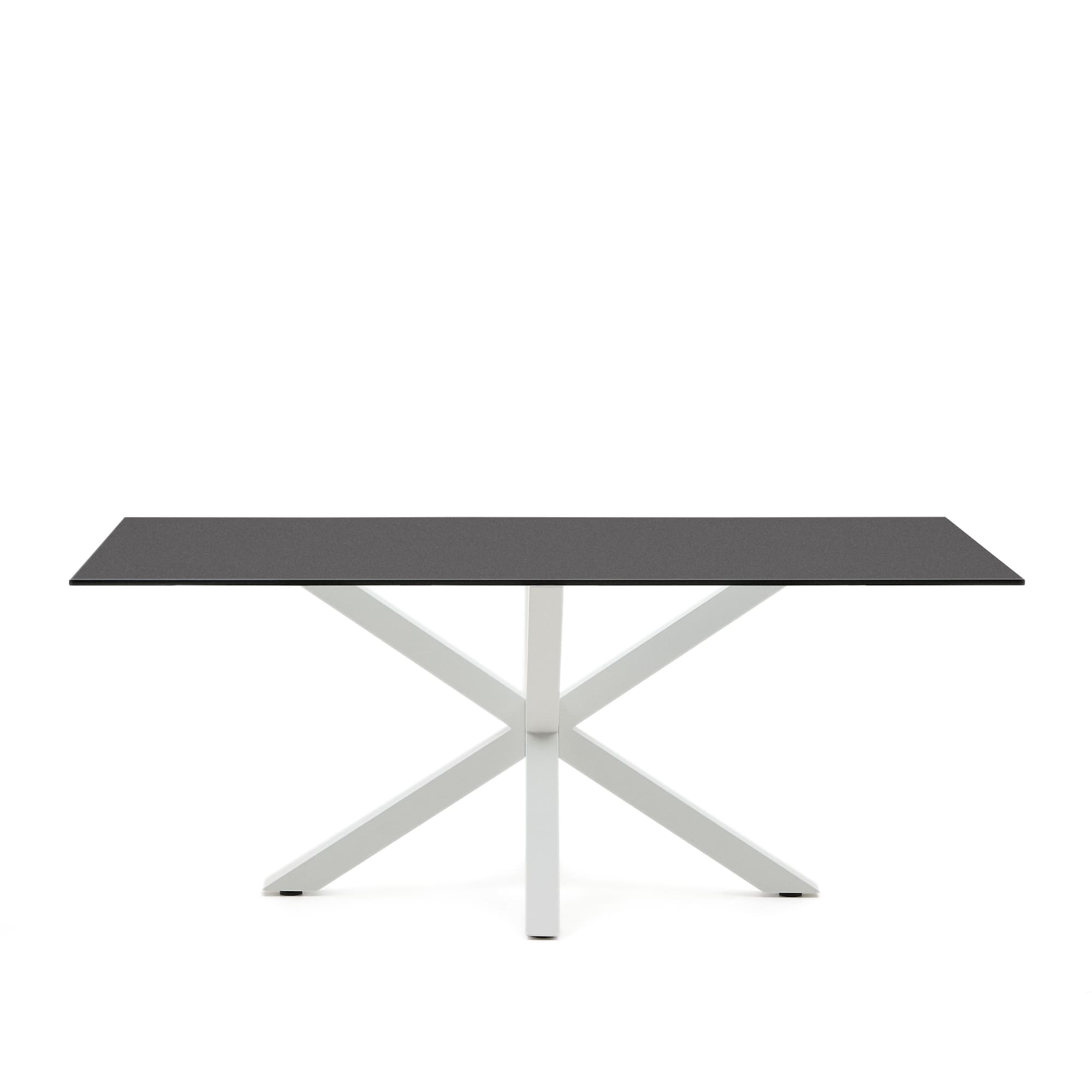 KAVE HOME Argo bord i frostat svart glas och stålben med vit finish 200 x 100 cm