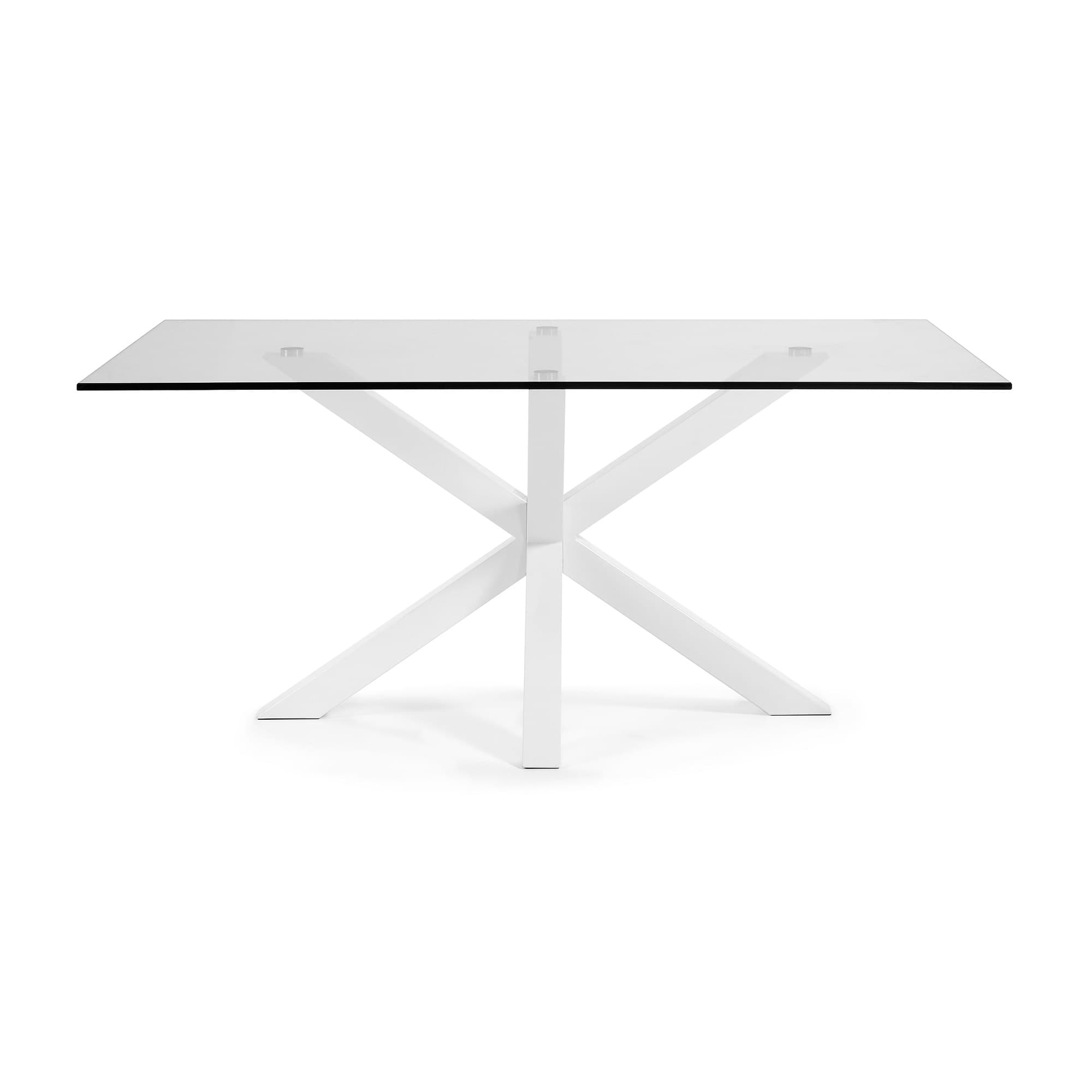 KAVE HOME Argo matbord, rektangulärt - klart glas och vitt stål (180x100)