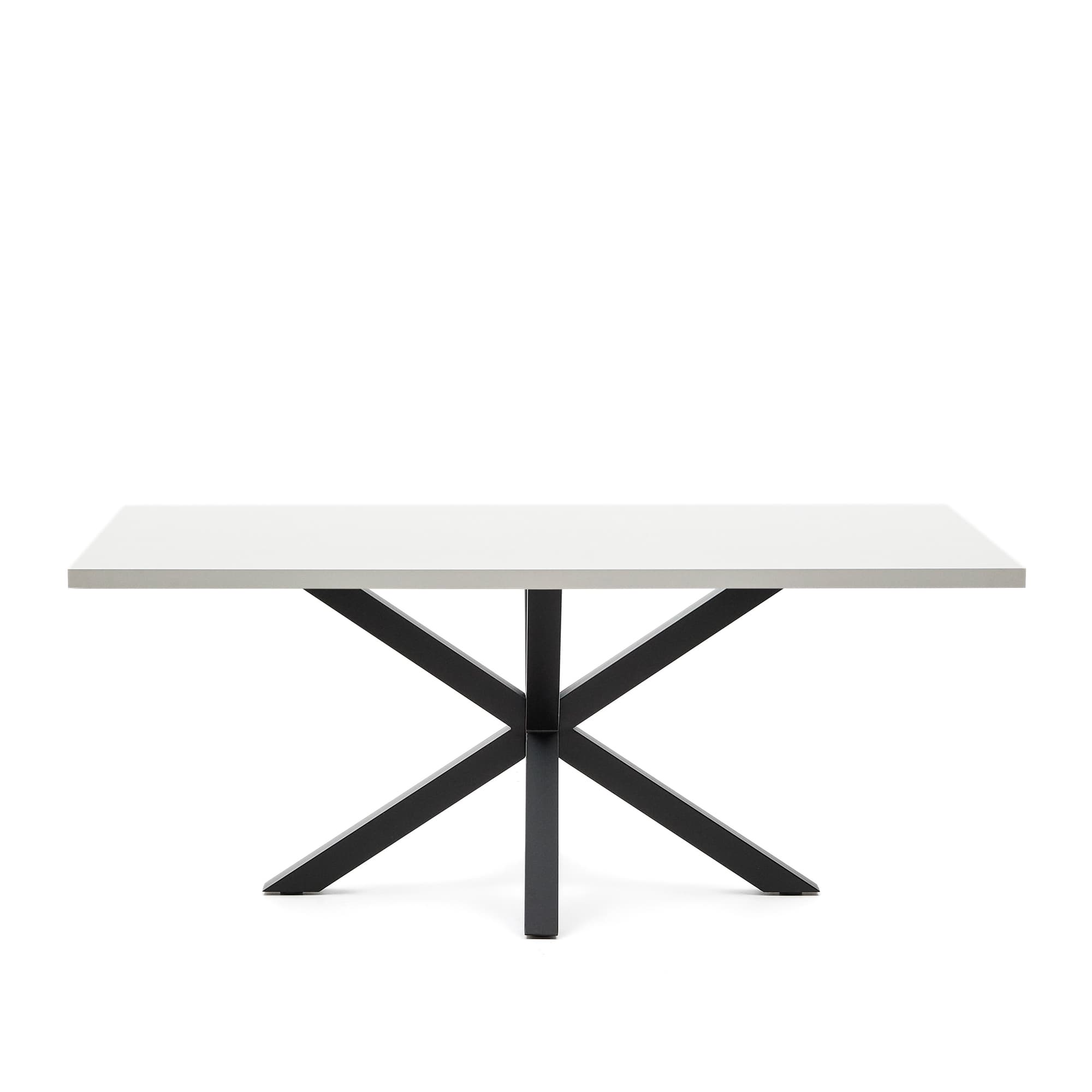 KAVE HOME Argo bord i melamin med vit finish och stålben med svart finish 200 x 100 cm