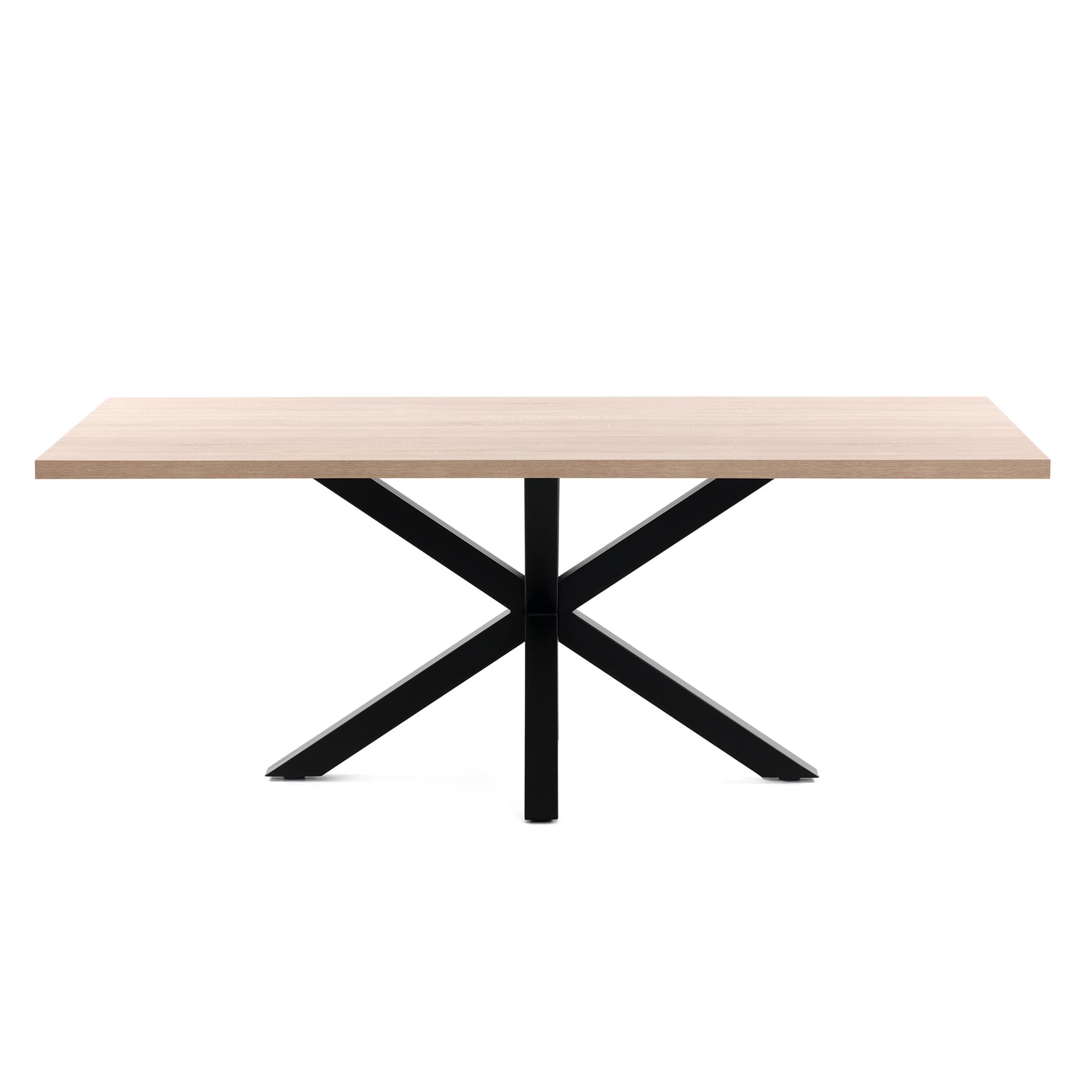 KAVE HOME Argo matbord, rektangulärt - naturlig melamin och svart stål (200x100)