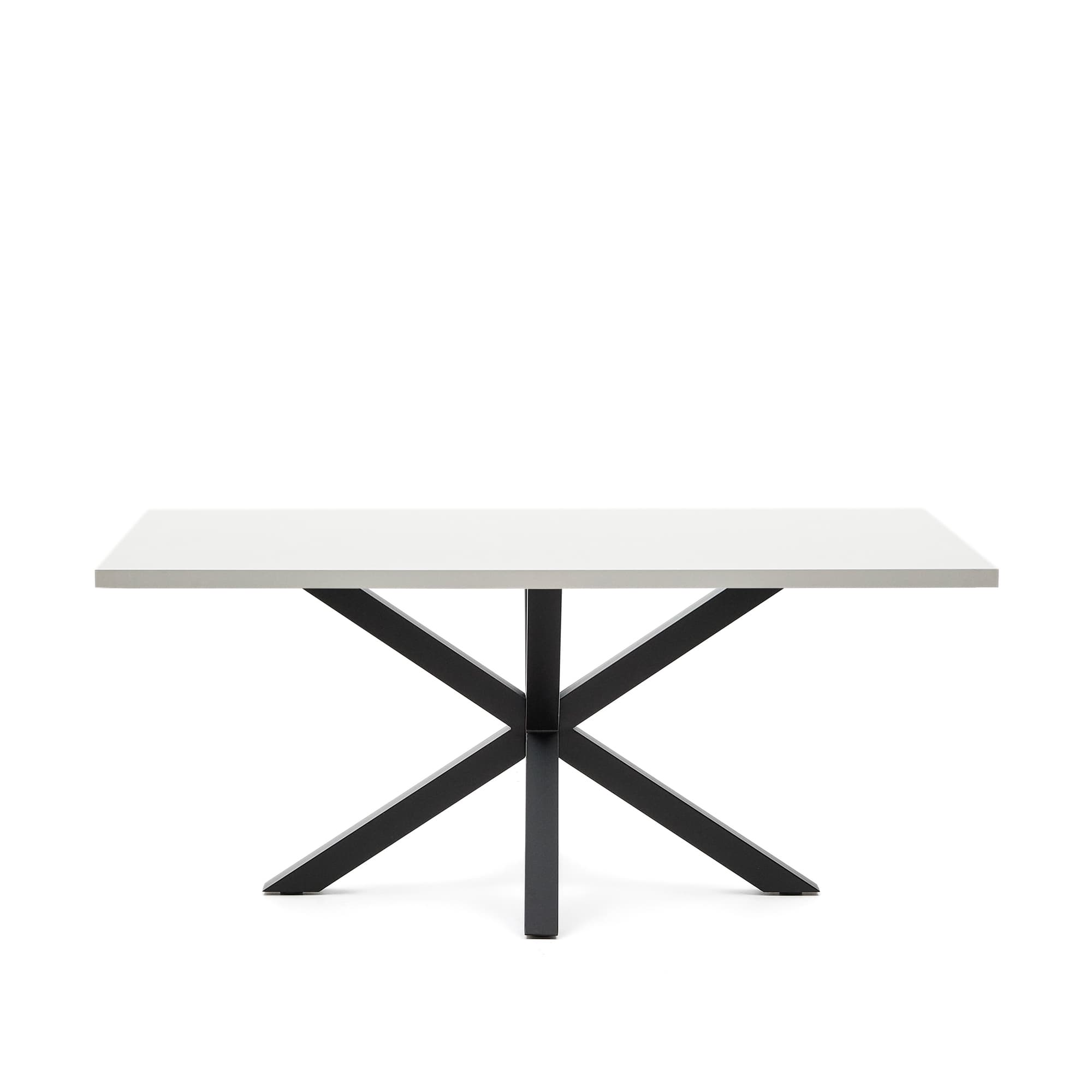 KAVE HOME Argo bord i melamin med vit finish och stålben med svart finish 180 x 100 cm