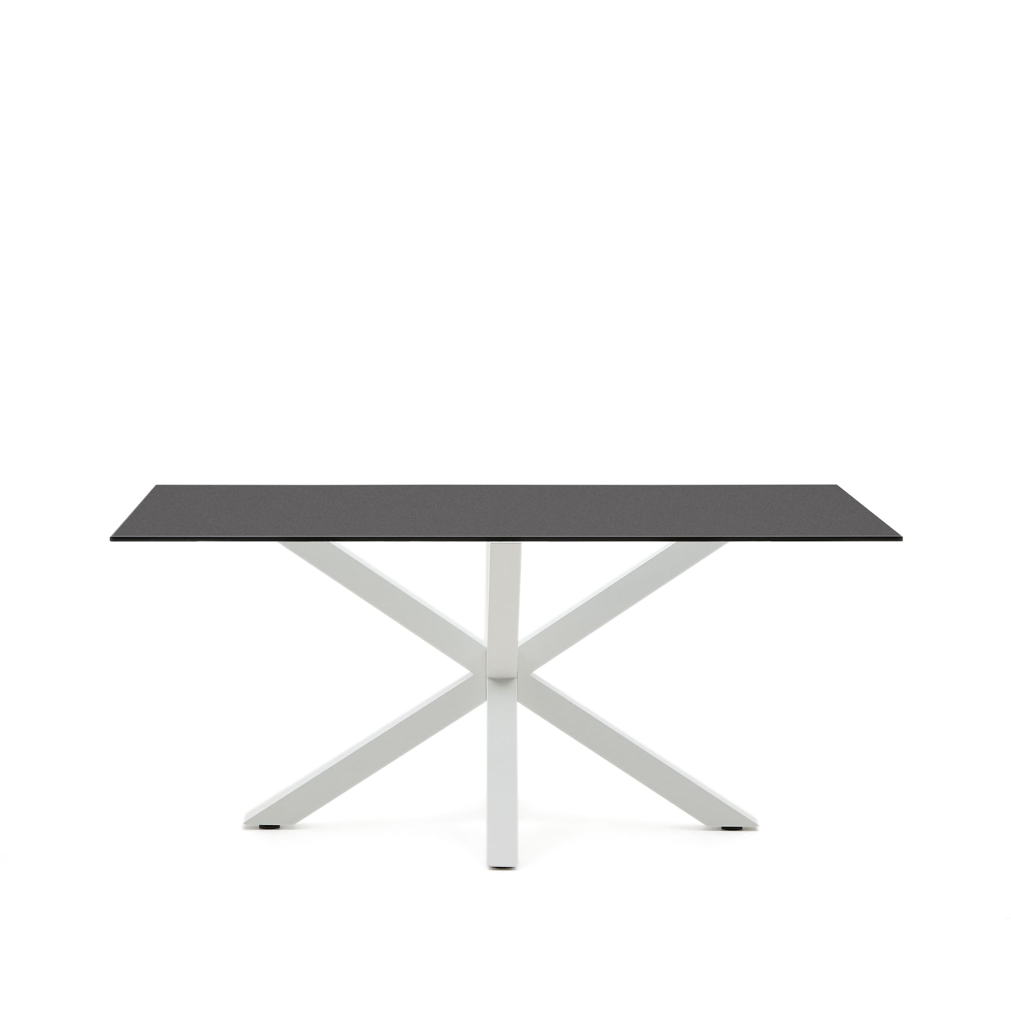 KAVE HOME Argo bord i frostat svart glas och stålben med vit finish 160 x 90 cm