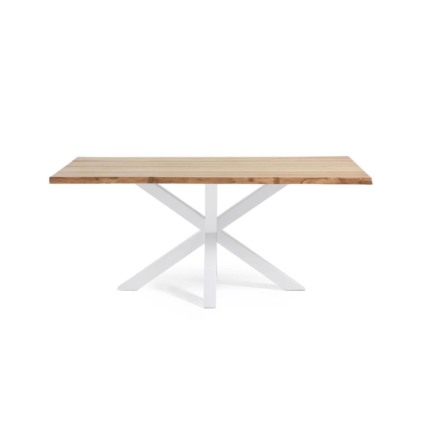 KAVE HOME Argo bord i ekfaner med naturlig finish och stålben med vit finish 160 x 90 cm