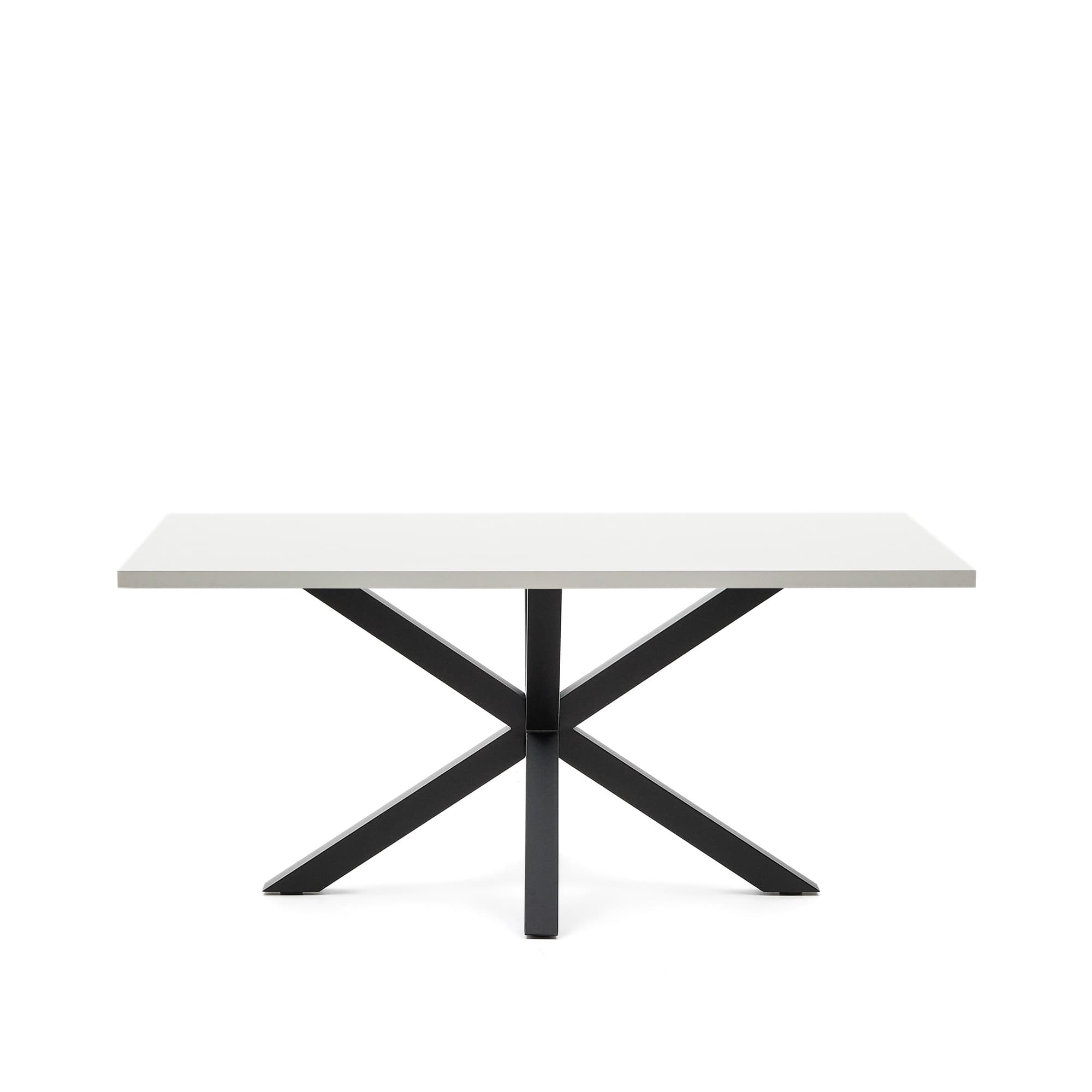 KAVE HOME Argo bord i melamin med vit finish och stålben med svart finish 160 x 100 cm