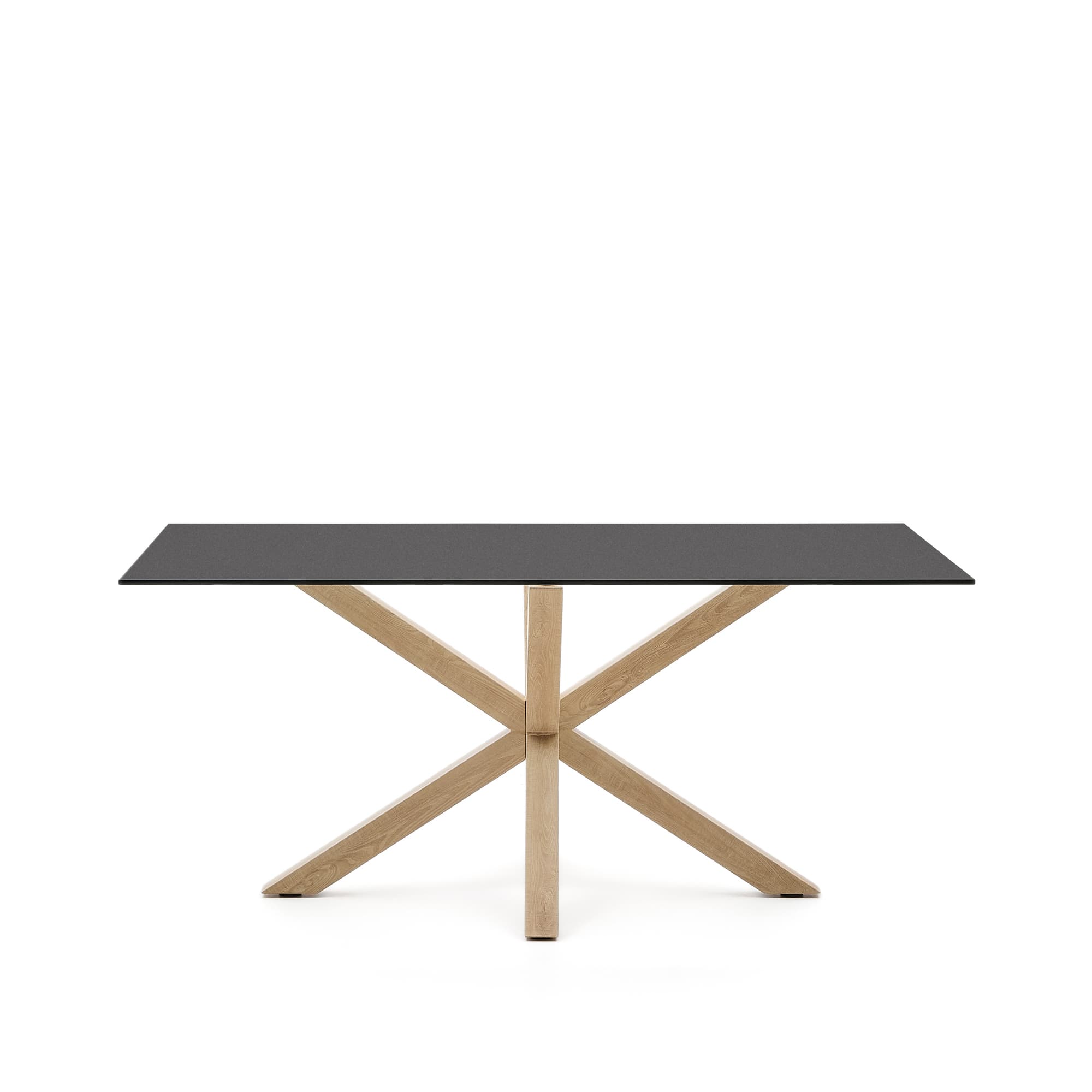 KAVE HOME Argo bord i frostat svart glas och stålben med träimitation 160 x 90 cm