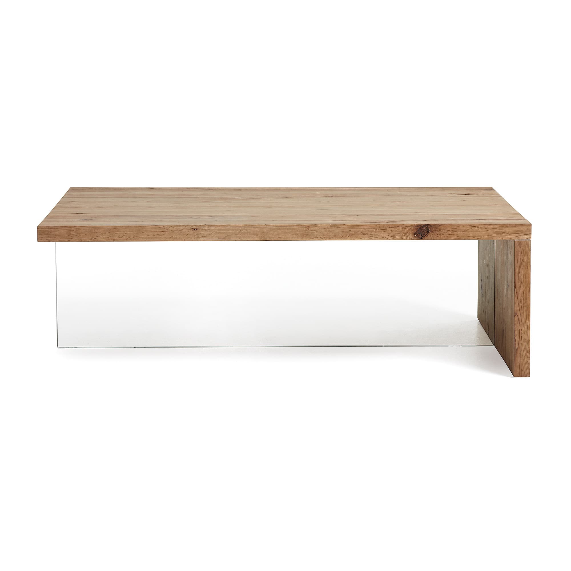 KAVE HOME Tulsi soffbord, rektangulärt - naturlig ek och klart glas (120x70)