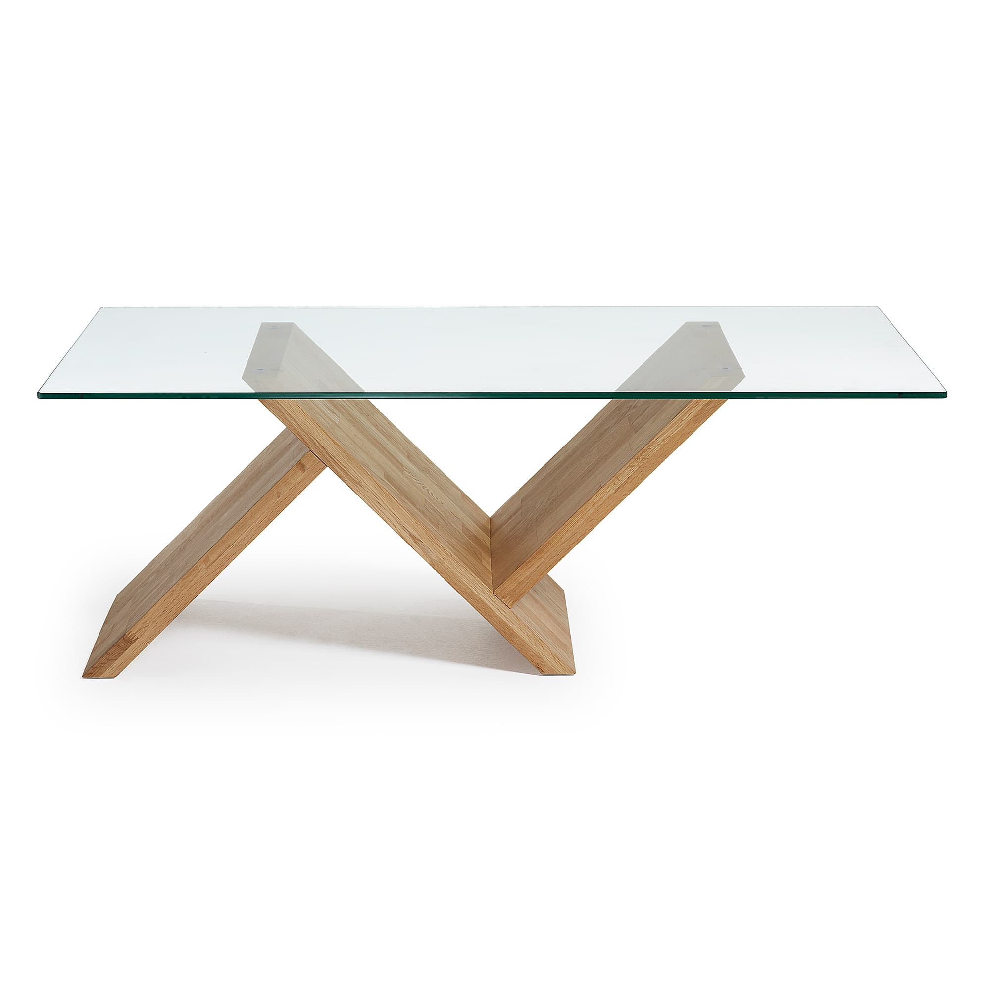 KAVE HOME Waley soffbord, rektangulärt - klart glas och naturlig ek (120x70)