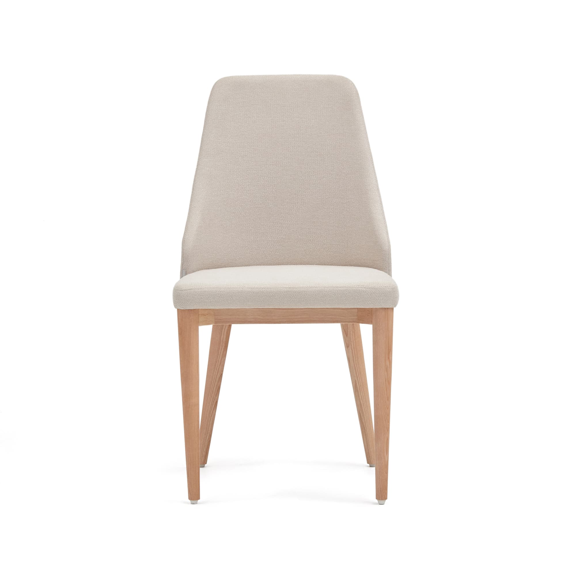 KAVE HOME Rosie matbordsstol - beige chenilletyg och naturligt ask