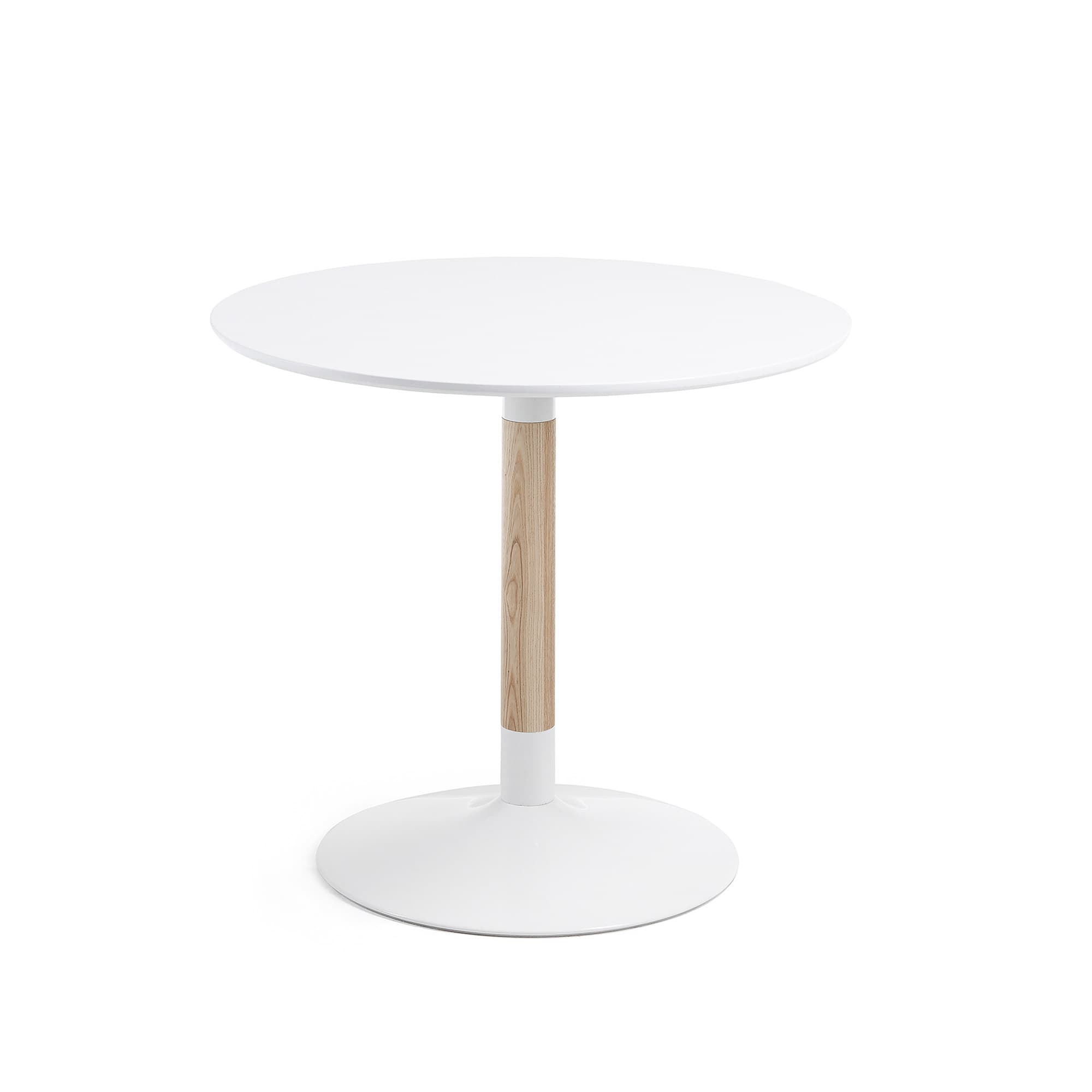 KAVE HOME TIC cafébord - vit / naturmetall / ask, runt (ø90)