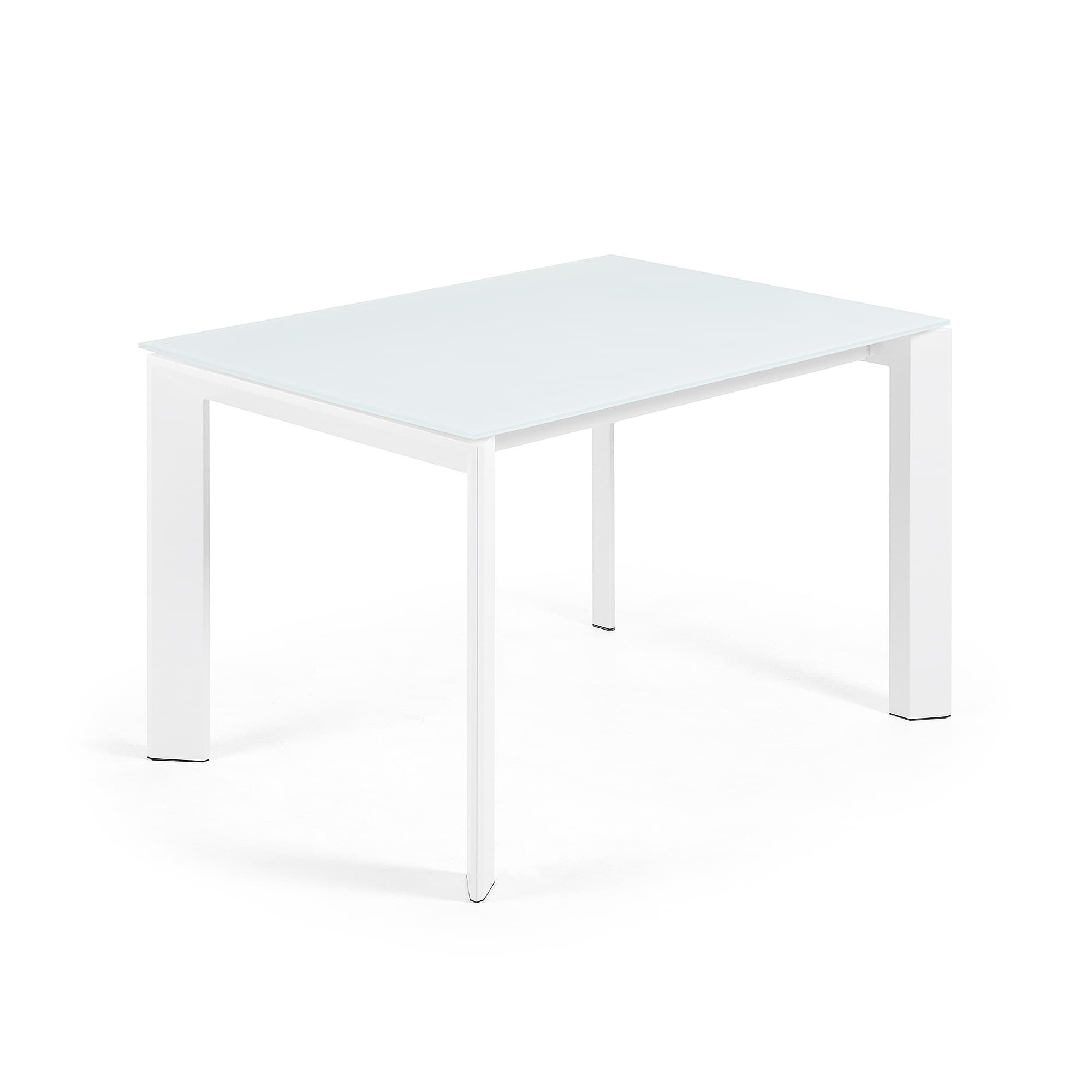 KAVE HOME Axis matbord, med fjärilsbordsskiva - vitt glas och vitt stål (120(180)x80)