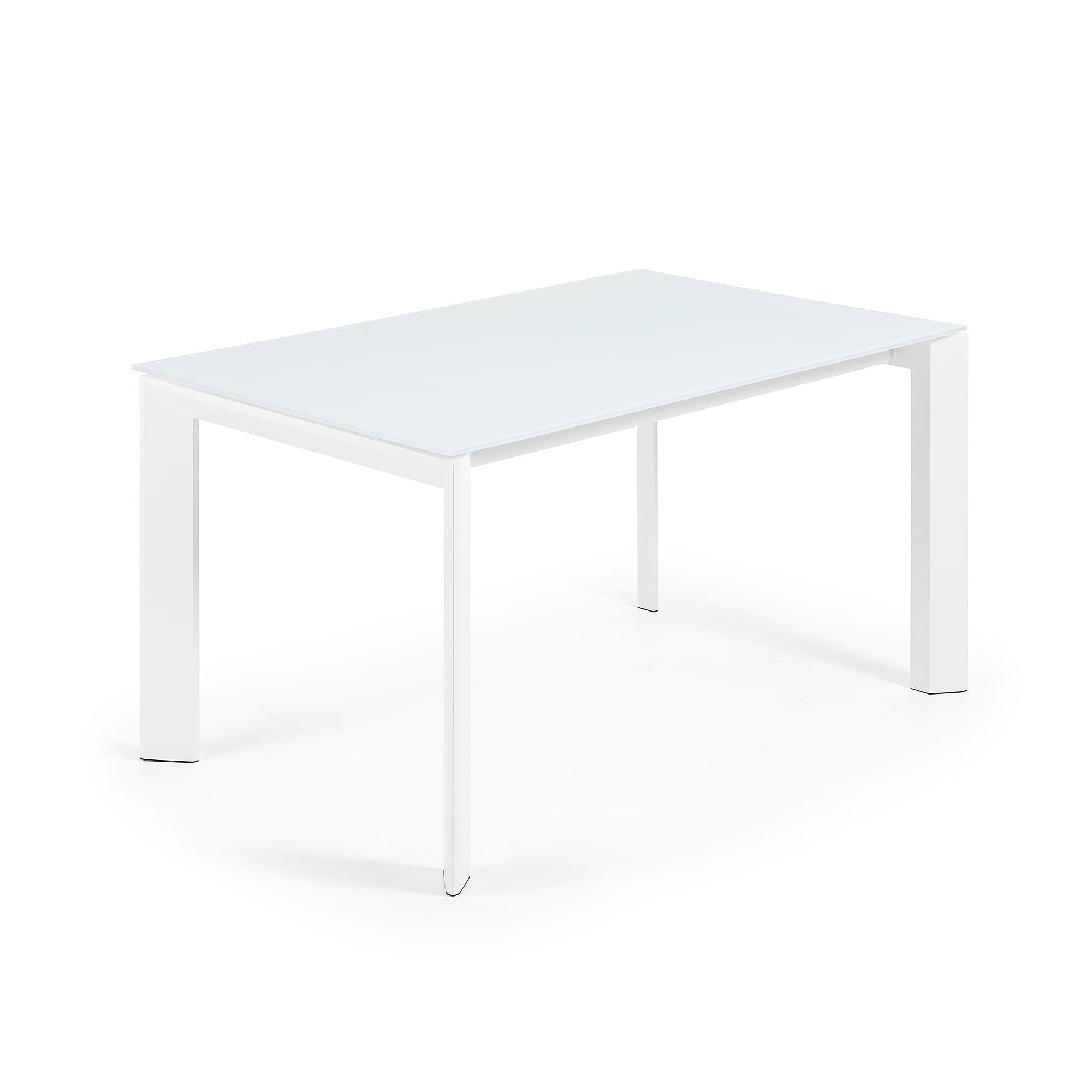 KAVE HOME Axis matbord, med fjärilsbordsskiva - vitt glas och vitt stål (140(200)x90)