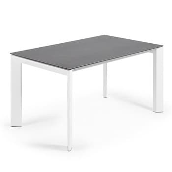 KAVE HOME Axis matbord, med fjärilsbordsskiva - grått porslin och vitt stål (140(200)x90)