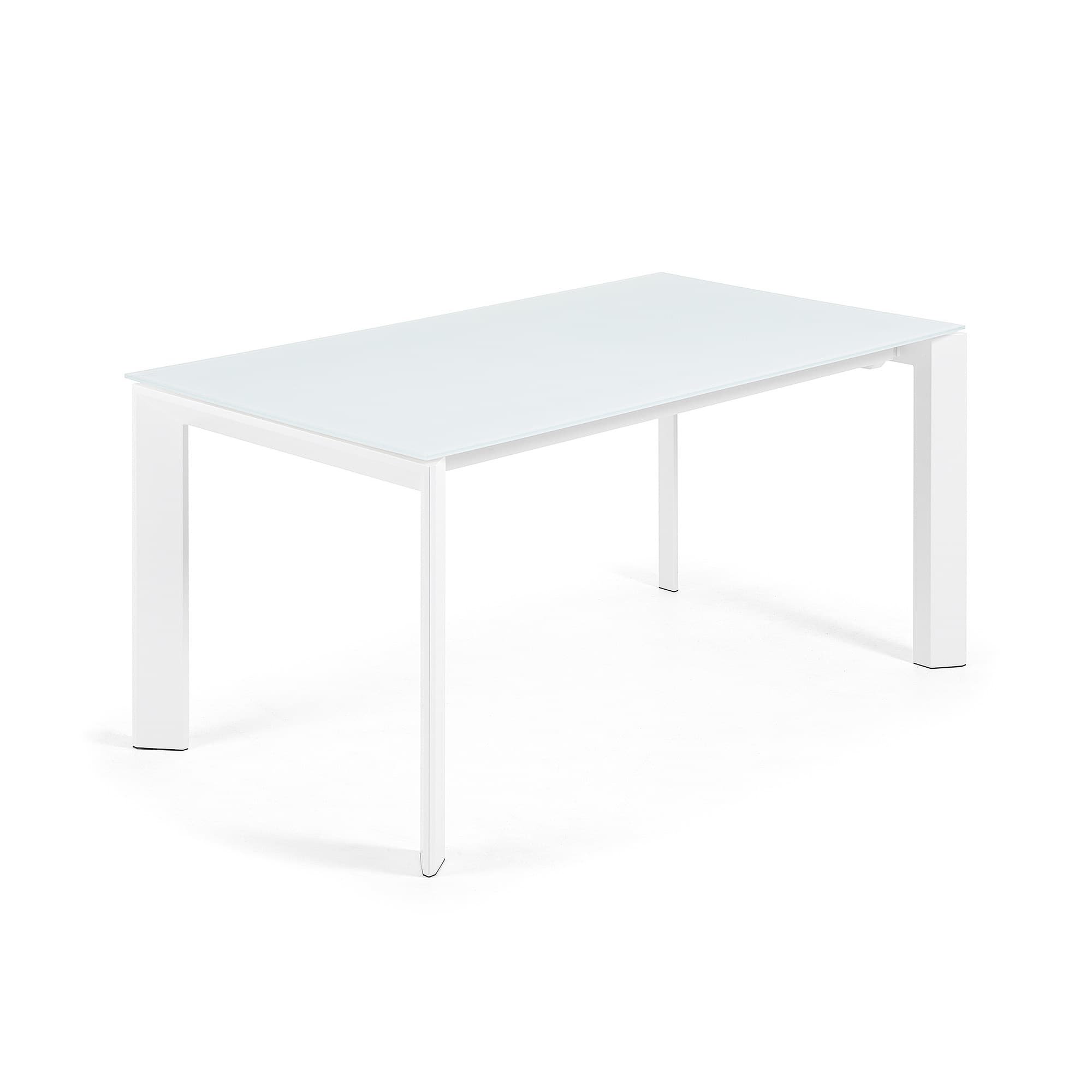 KAVE HOME Axis matbord, med fjärilsbordsskiva - vitt glas och vitt stål (160(220)x90)