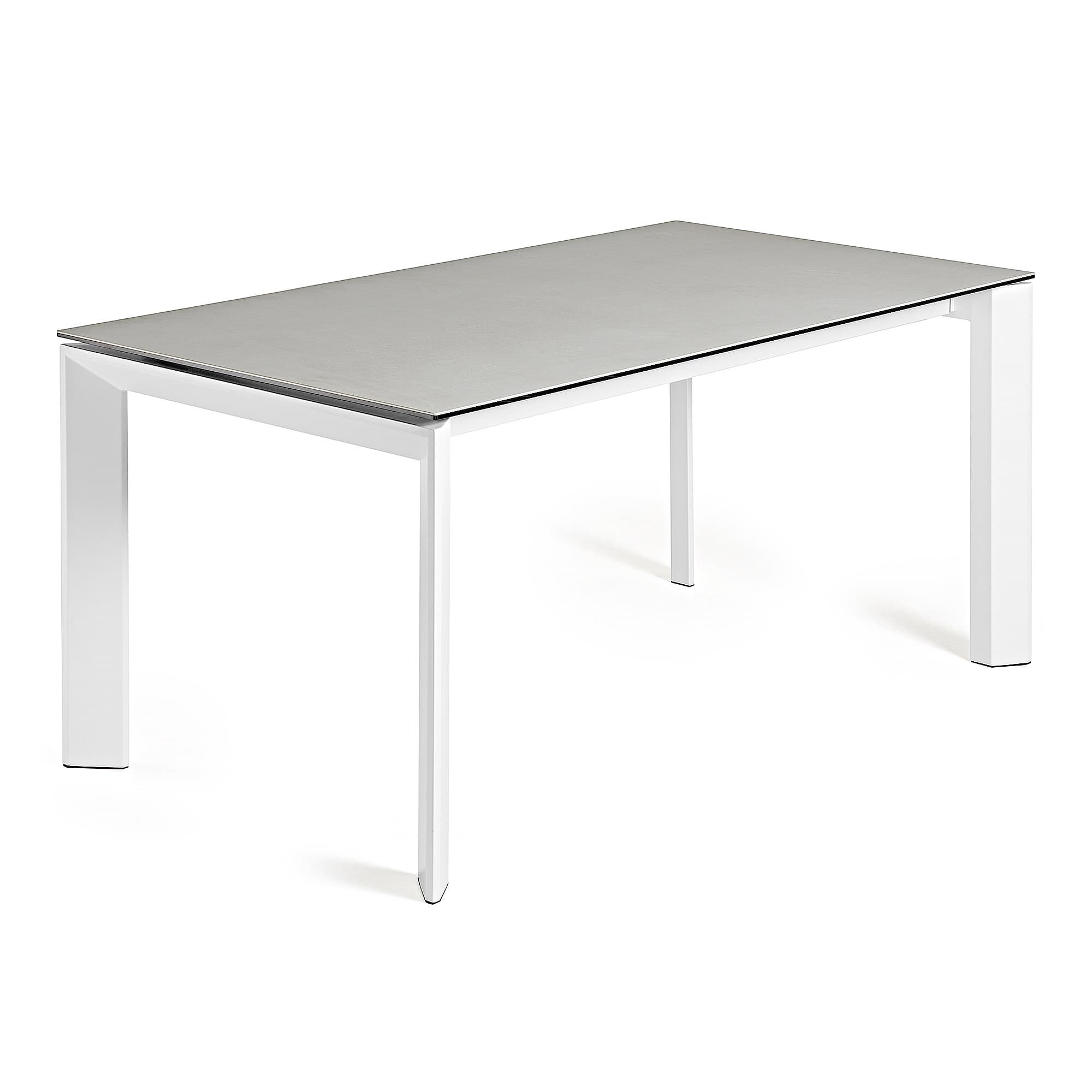 KAVE HOME Axis utdragbart porslinsbord i Hydra Lead-finish med vita ben 160 (220) cm