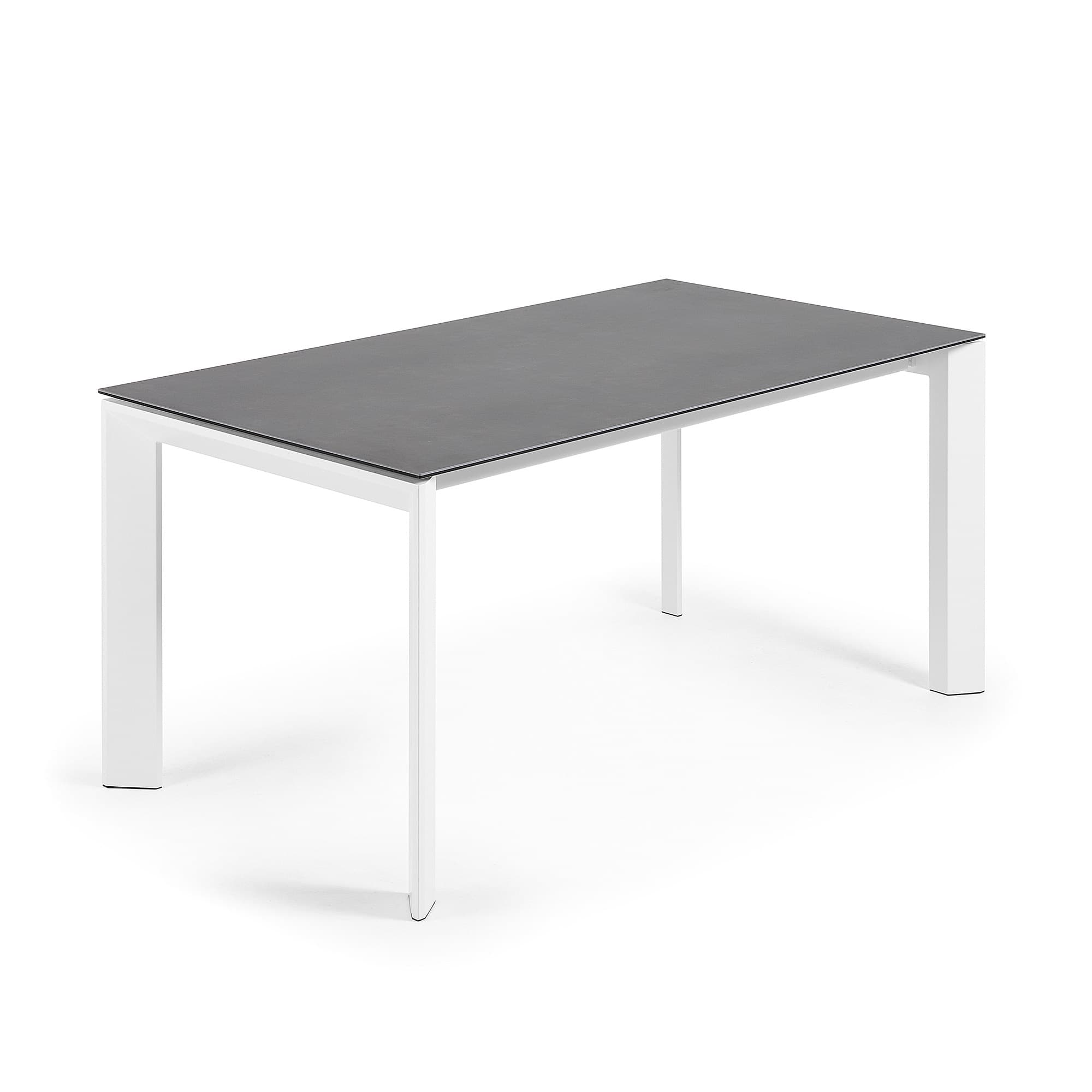 KAVE HOME Axis matbord, med fjärilsskiva - grått porslin och vitt stål (160(220)x90)