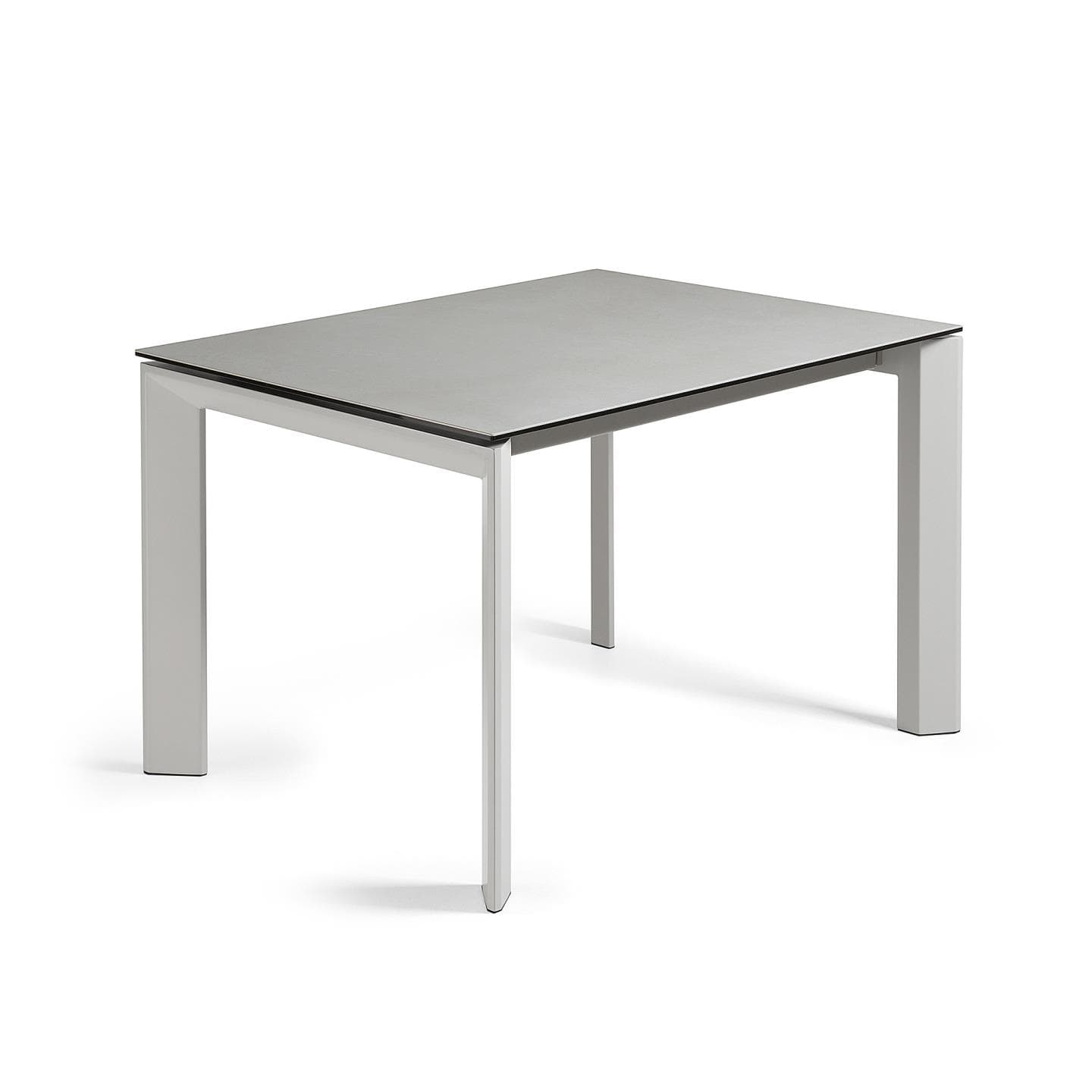 KAVE HOME Axis utdragbart keramikbord med Hydra Plomo-finish och grå stålben 120 (180) cm