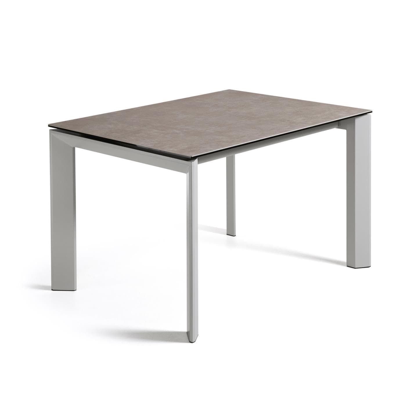 KAVE HOME Axis utdragbart keramikbord med Vulcano Ceniza-finish och grå stålben 120 (180) cm