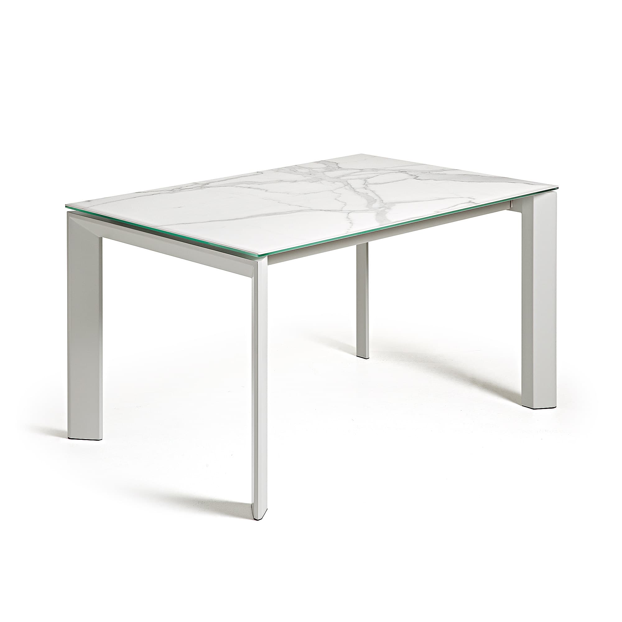 KAVE HOME Axis utdragbart porslinsbord i vit Kalos-finish med grå ben 160 (220) cm