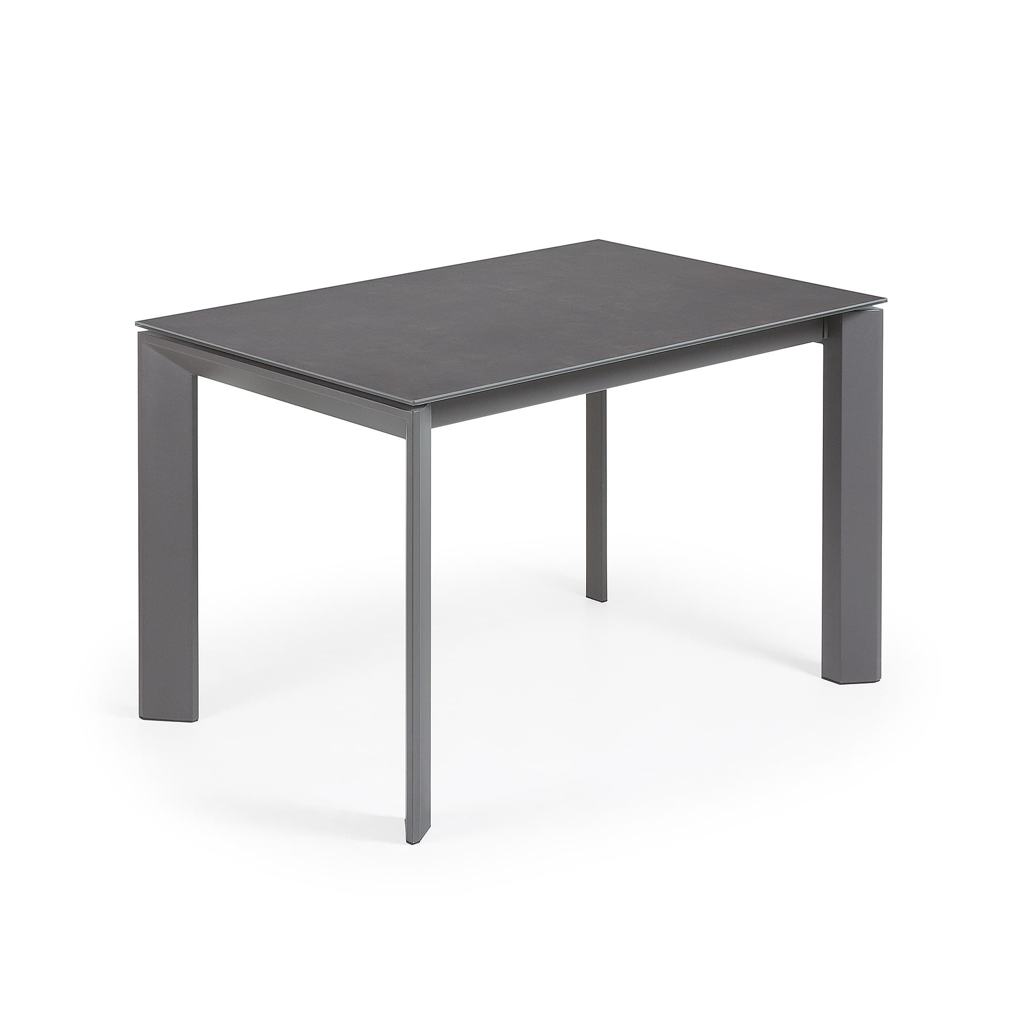 KAVE HOME Axis matbord, med fjärilsbordsskiva - grått porslin och mörkgrått stål (120(180)x80)