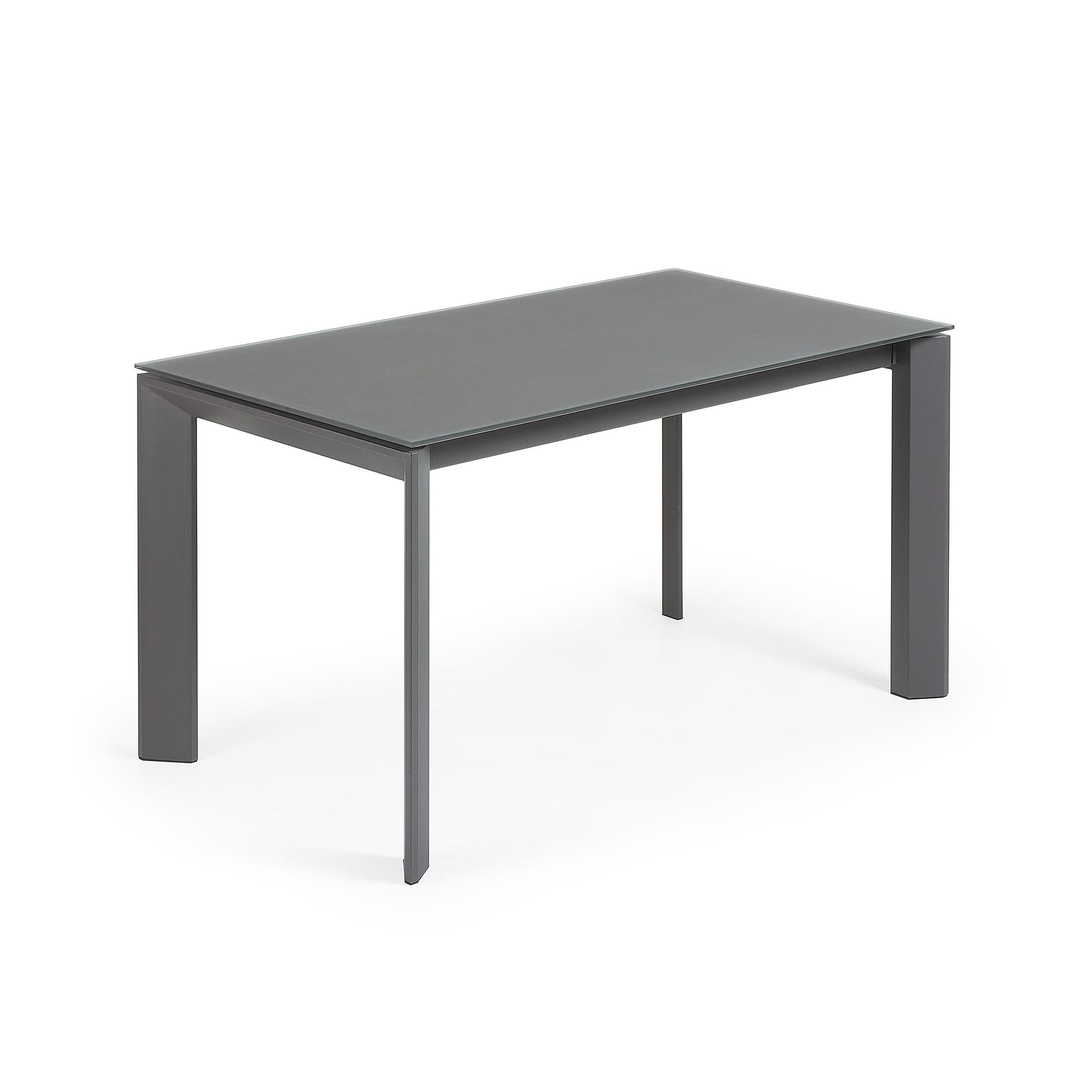 KAVE HOME Axis matbord, med fjärilsbordsskiva - grått glas och mörkgrått stål (140(200)x90)
