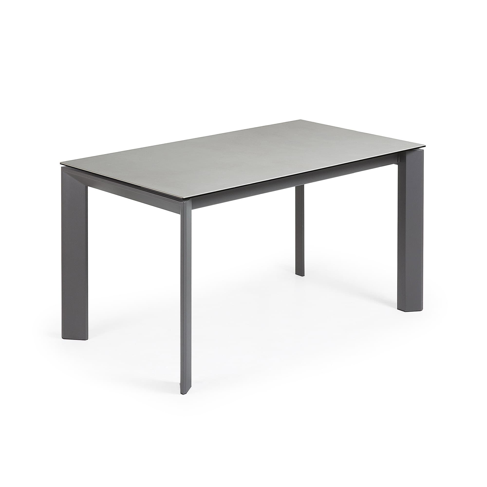 KAVE HOME Axis utdragbart porslinsbord i Hydra Lead-finish med ben i antracitstål 140(200) cm