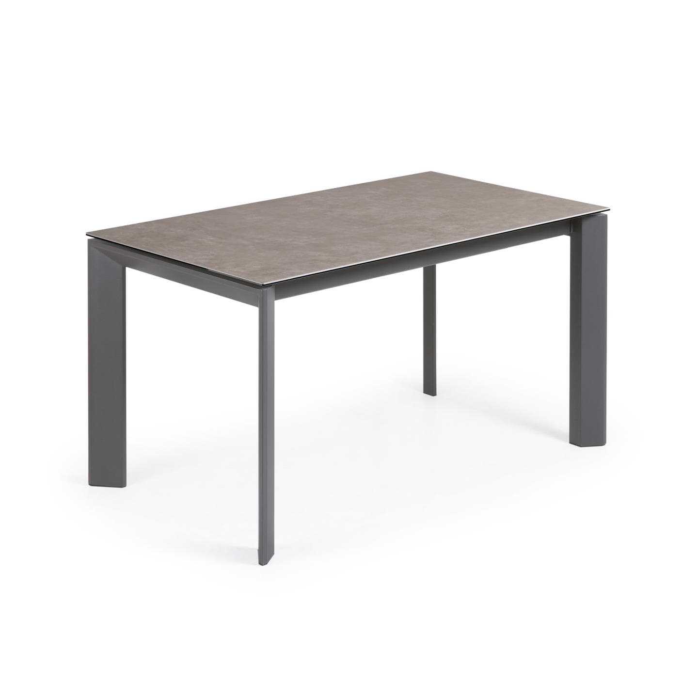 KAVE HOME Axis utdragbart porslinsbord i Volcano Ash-finish med antracitfärgade stålben 140(200) cm