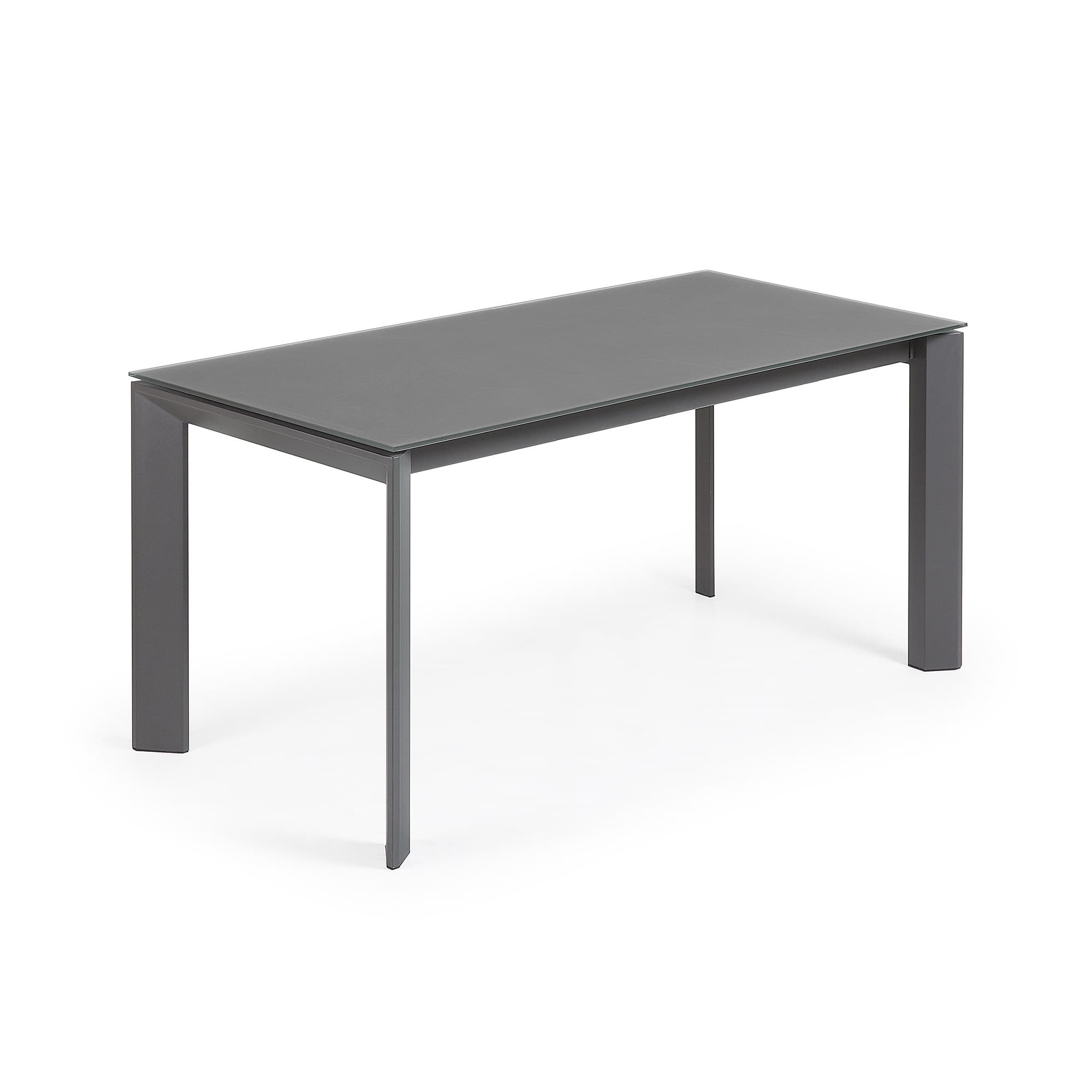 KAVE HOME Axis matbord, med fjärilsbordsskiva - grått glas och mörkgrått stål (160(220)x90)