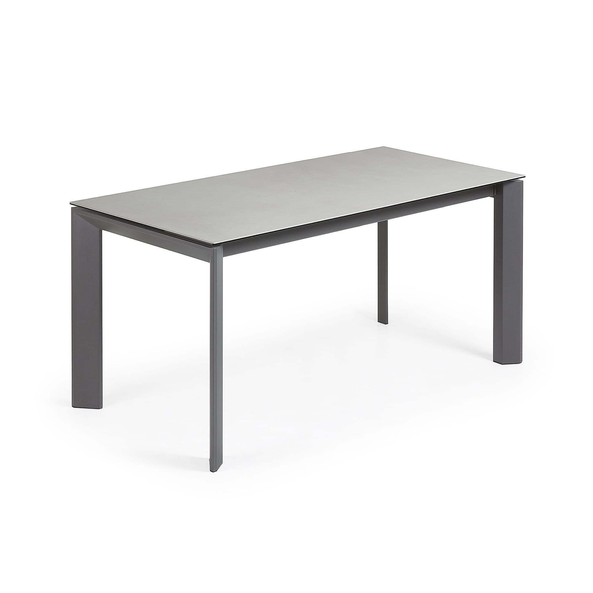 KAVE HOME Axis utdragbart porslinsbord i Hydra Lead-finish med antracitfärgade ben 160 (220) cm