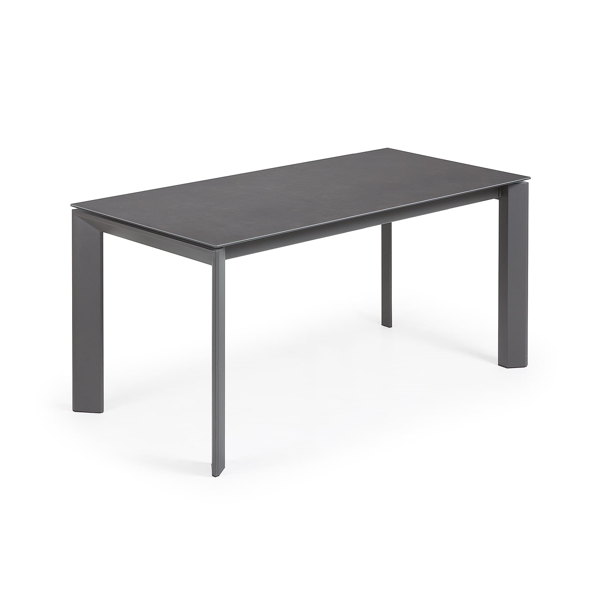 KAVE HOME Axis matbord, med fjärilsbordsskiva - grått porslin och mörkgrått stål (160(220)x90)