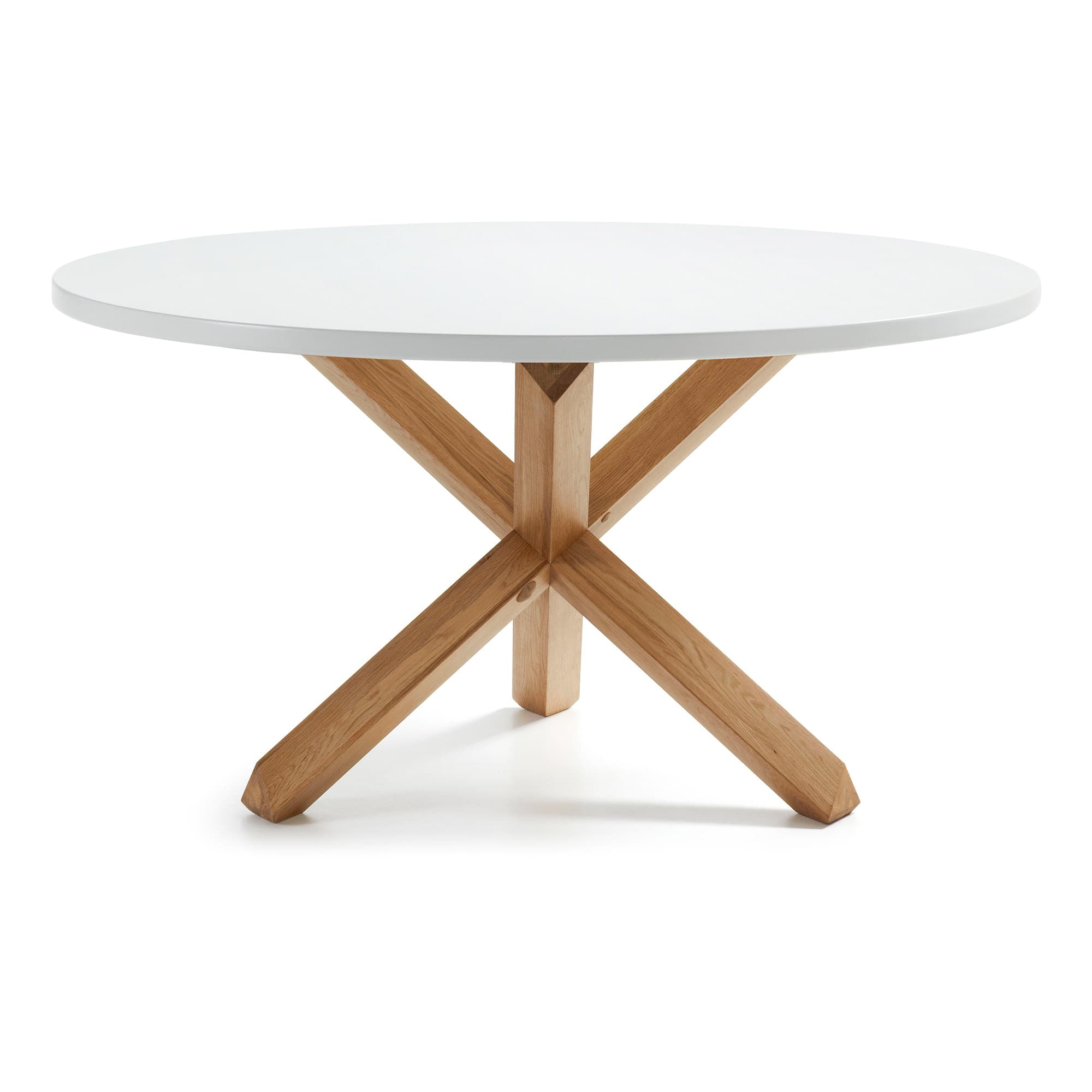 KAVE HOME Nori Matbord - Vit / Naturlig MDF / Ek, Runt (Ø 135 cm)