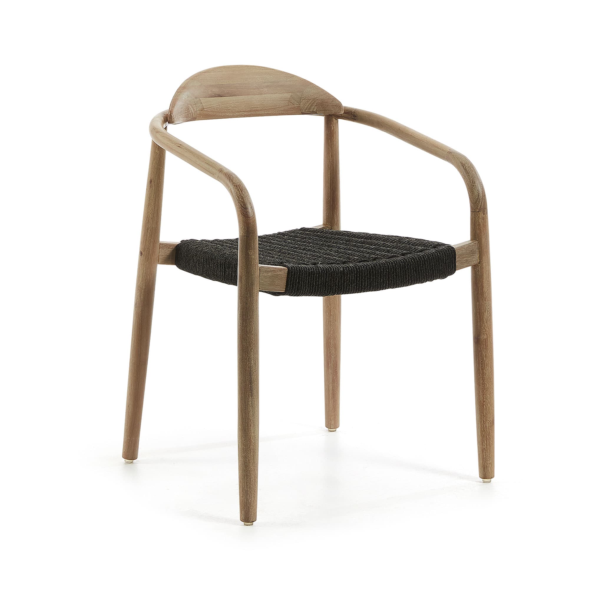 KAVE HOME Glynis Fåtölj - Mörkgrå / Naturlig Polyester / Eukalyptus Trä, med Armstöd