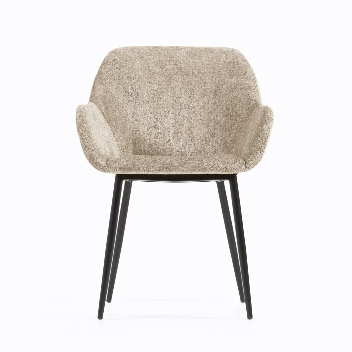 KAVE HOME Konna Matstol, med Armstöd - Beige Chenille och Svart Stål