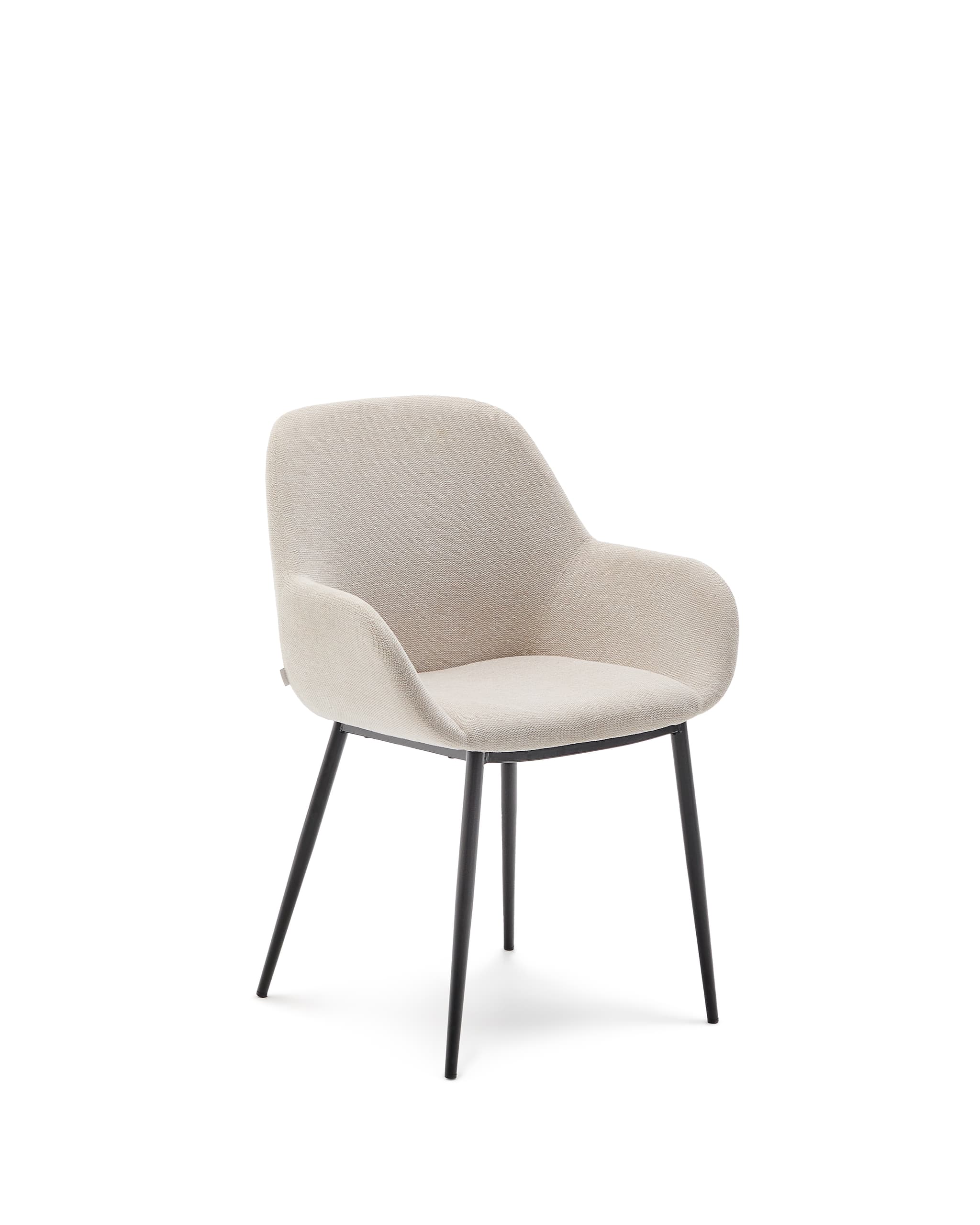KAVE HOME Konna stol i beige och stålben i svartmålad finish