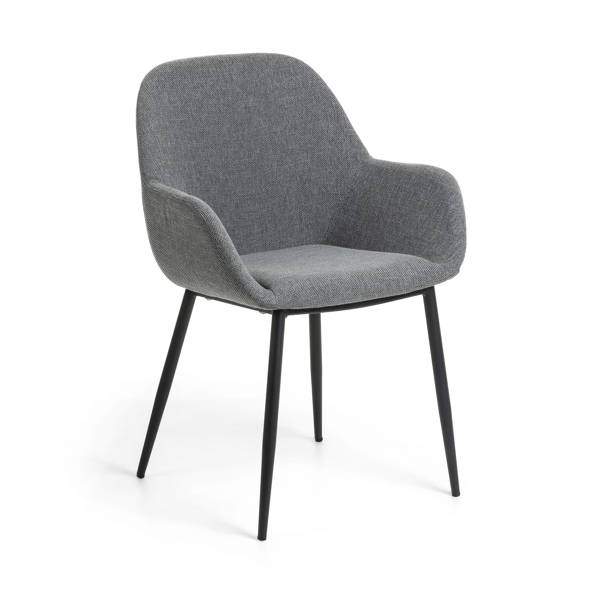 KAVE HOME Koon Fåtölj - Mörkgrå / Svart Tyg / Metall, med Armstöd