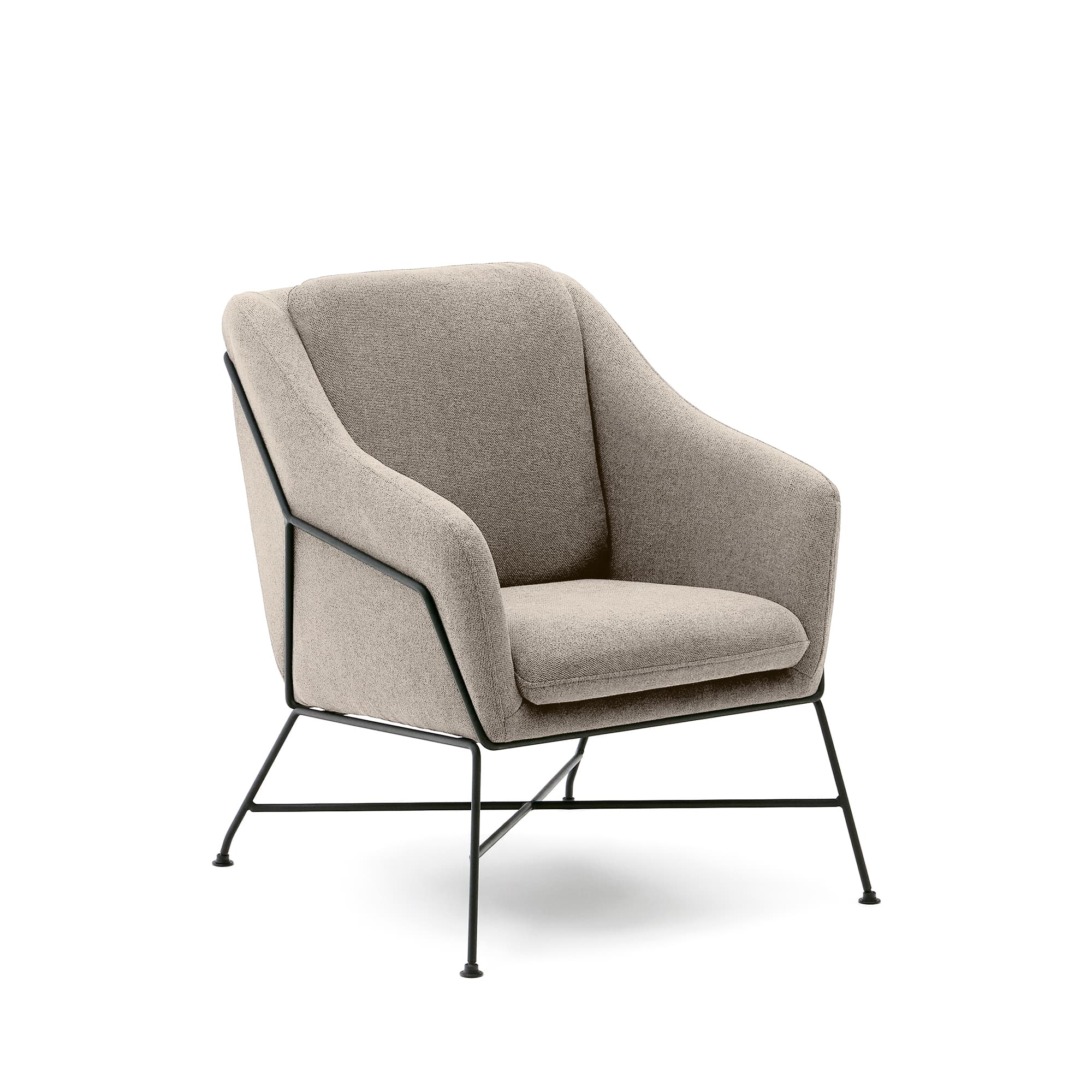 KAVE HOME Brida fåtölj i beige och stålben med svart finish