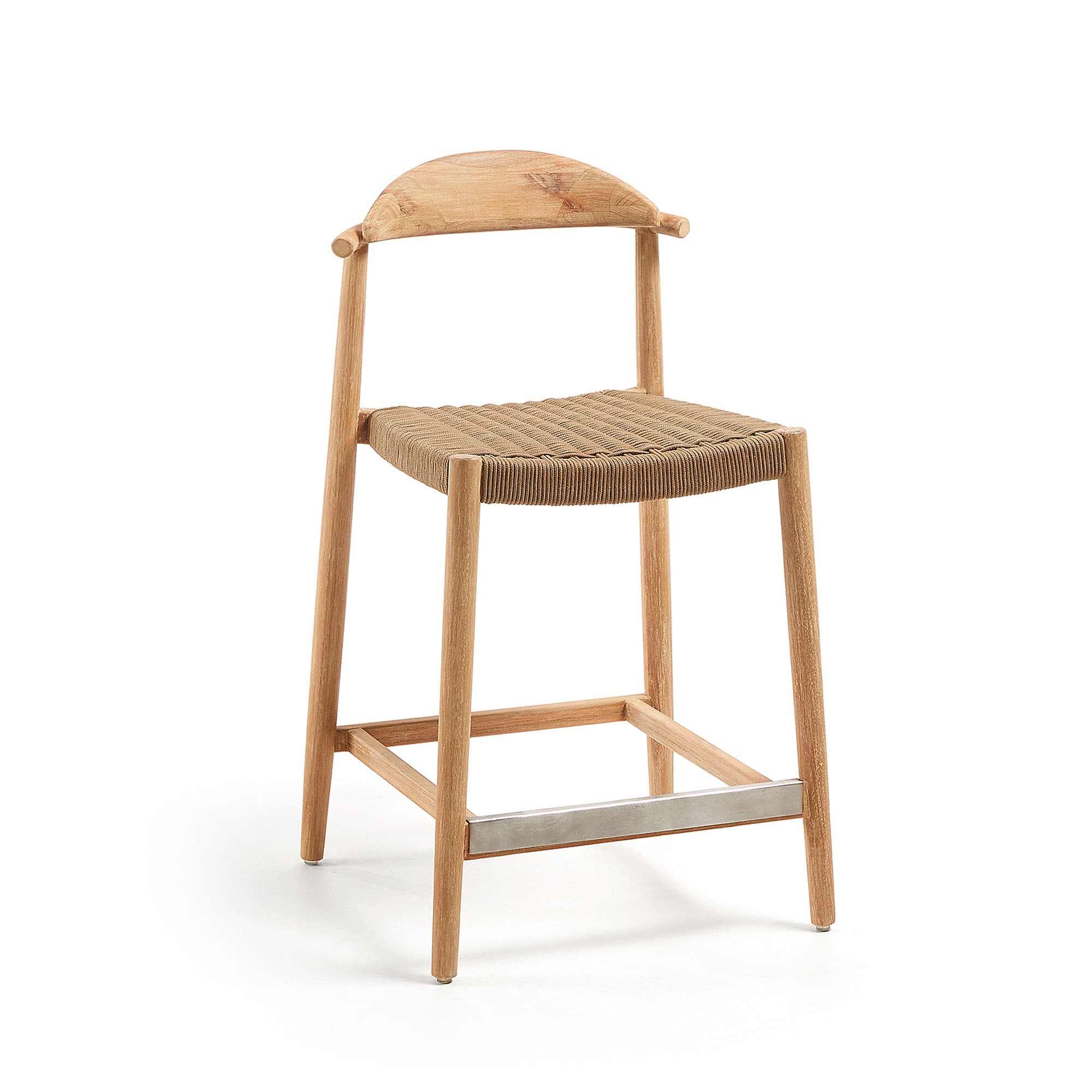 KAVE HOME Glynis Barstol - Beige / Naturlig Polyester / Eukalyptusträ, Hög