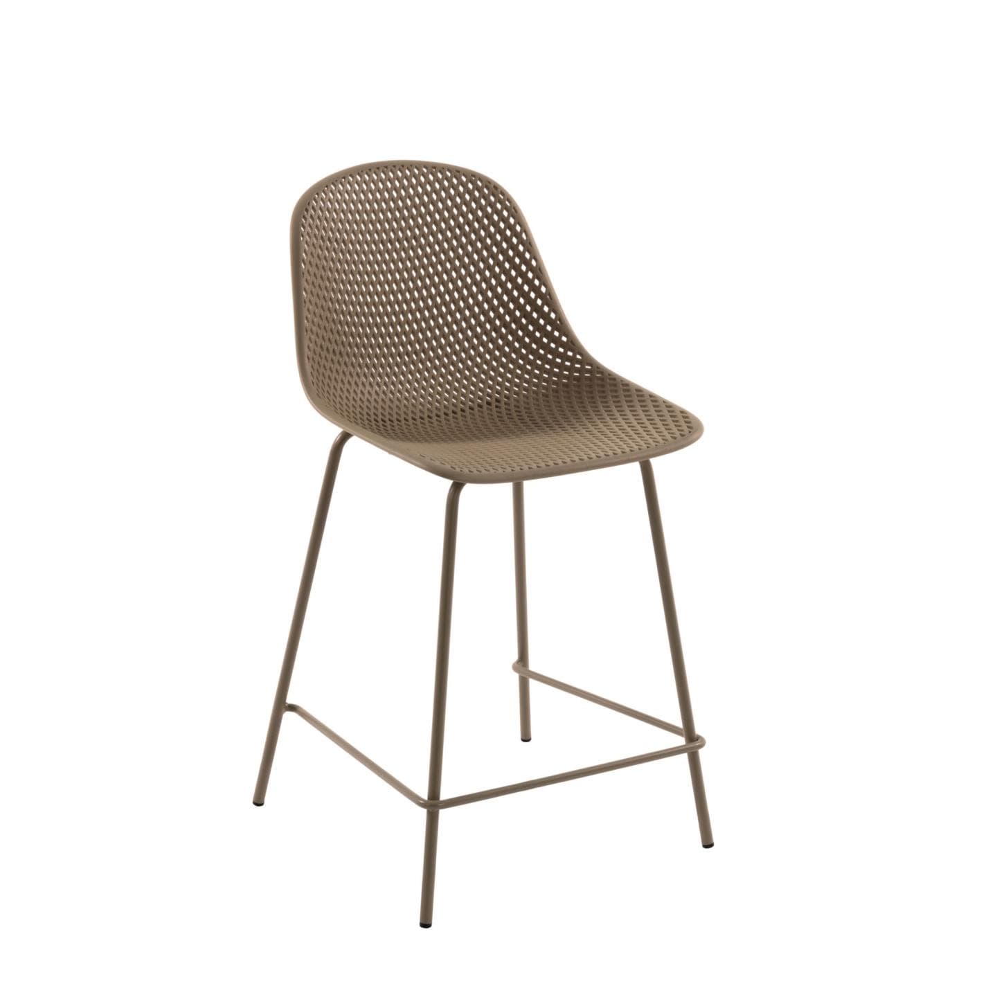 KAVE HOME Quinby barstol utomhus, med ryggstöd och fotstöd - beige polypropen och stål