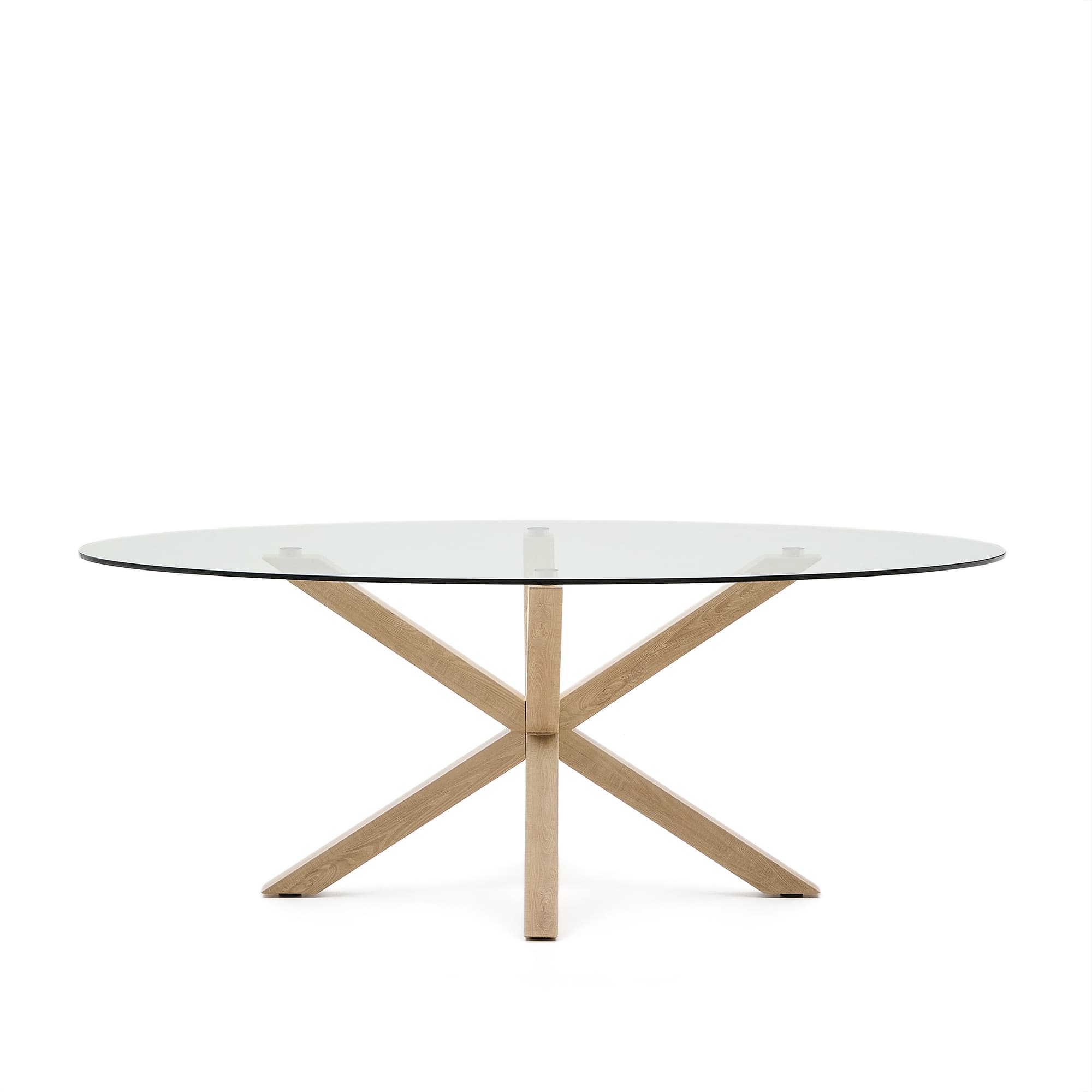 KAVE HOME Argo ovalt bord med glas- och träliknande stålben Ø200 x 100 cm