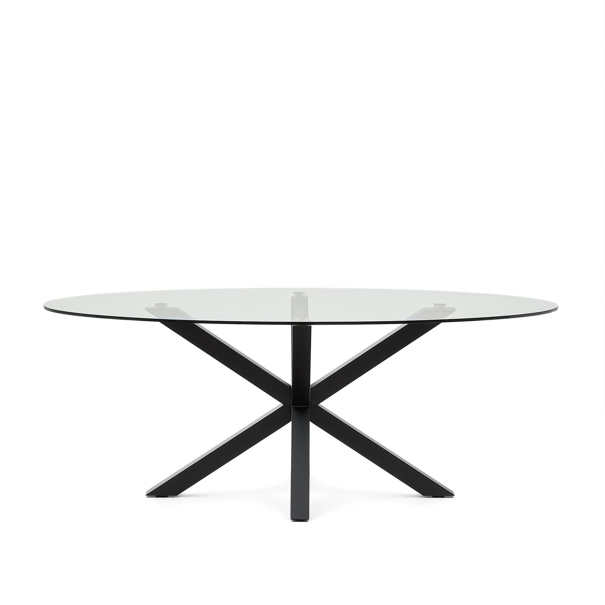 KAVE HOME Argo ovalt bord i glas och stålben med svart finish Ø200 x 100 cm