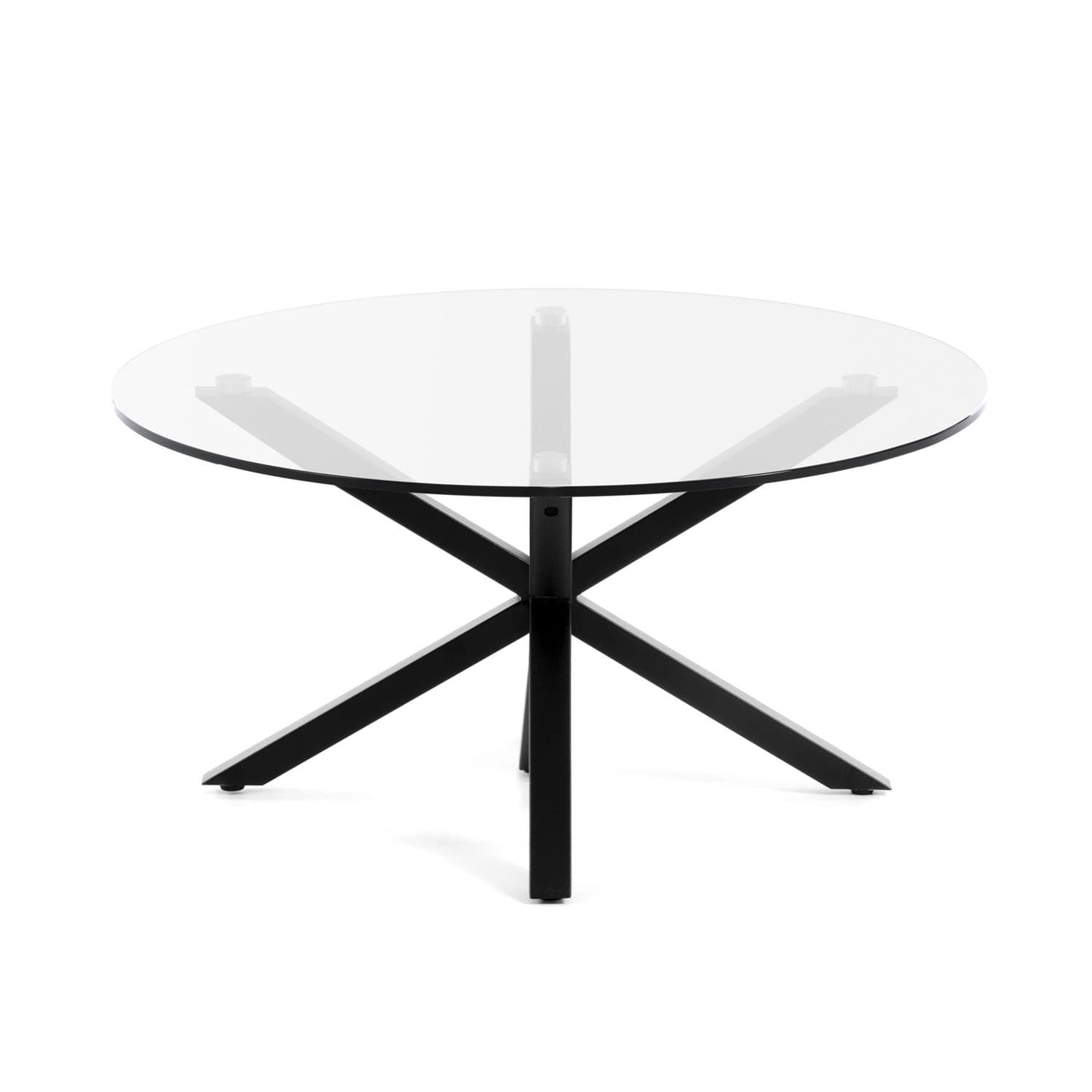 KAVE HOME Arya Soffbord, Runt - Härdat Glas och Svart Stål (Ø 82 cm)