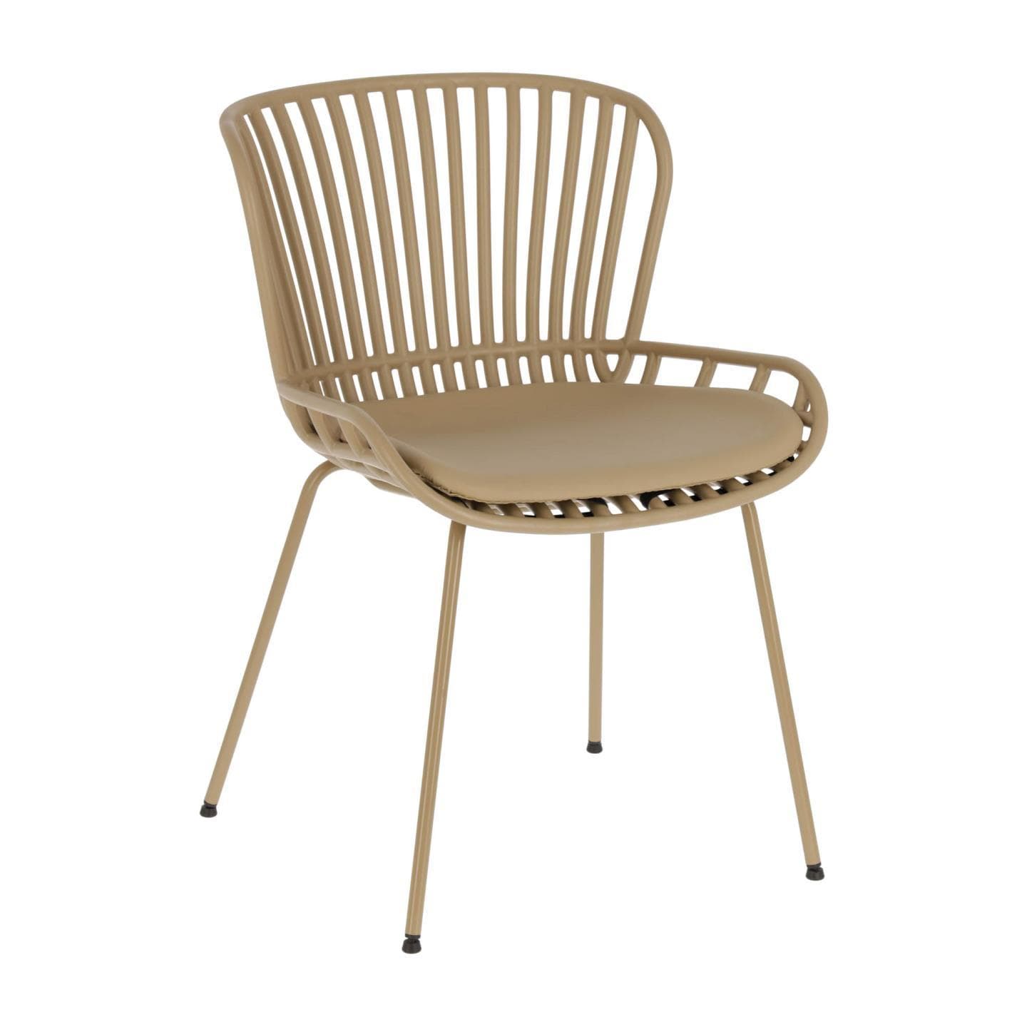 KAVE HOME Surpik matbordsstol, med dyna i syntetiskt läder - beige polypropen och stål